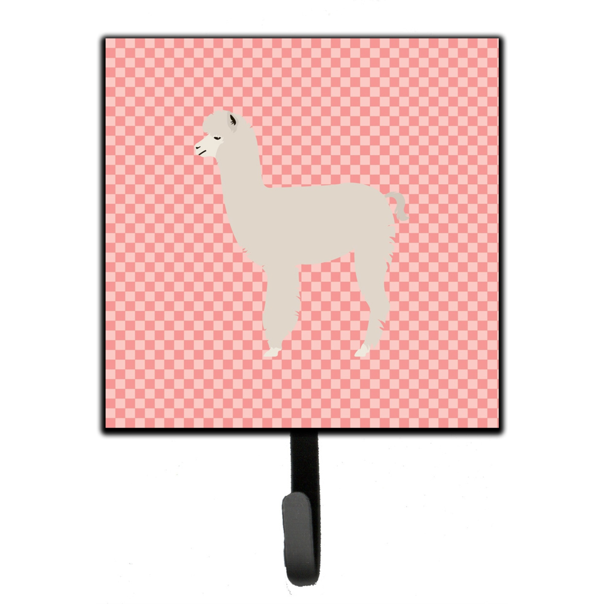 &quotCaroline's Treasures Alpaca Pink Check Wall Hook, Small, Multicolor"