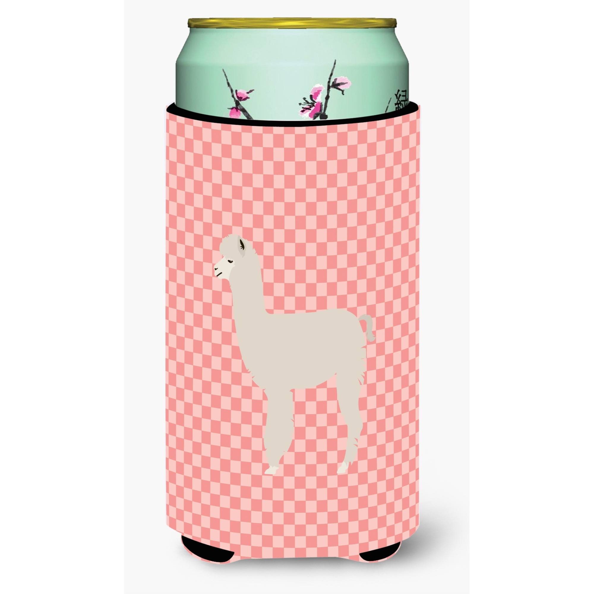 &quotCaroline's Treasures Alpaca Pink Check Decorative Can Hugger, Tall Boy, Multicolor"