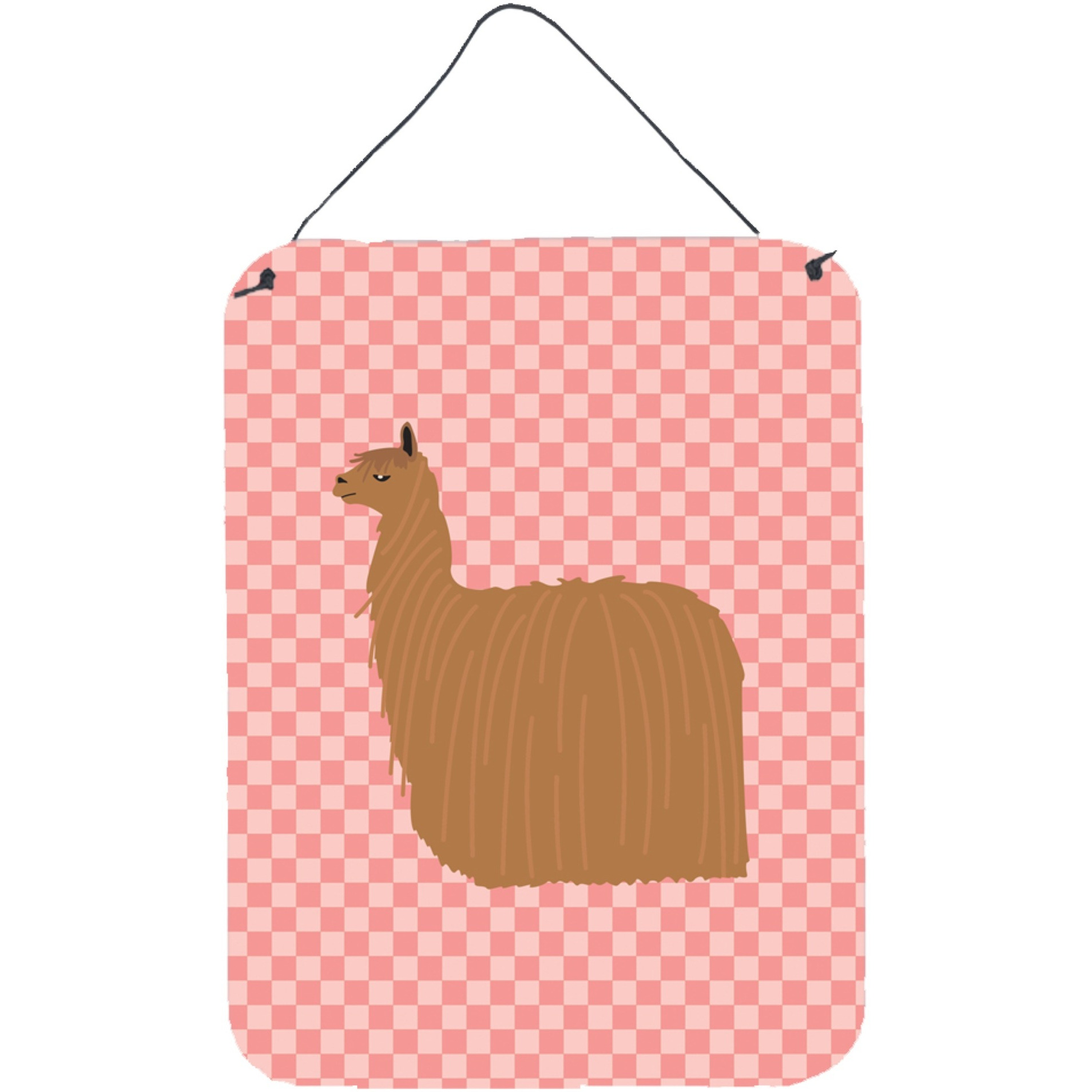 &quotCaroline's Treasures Alpaca Suri Pink Check Metal Print, 16hx12w, Multicolor"