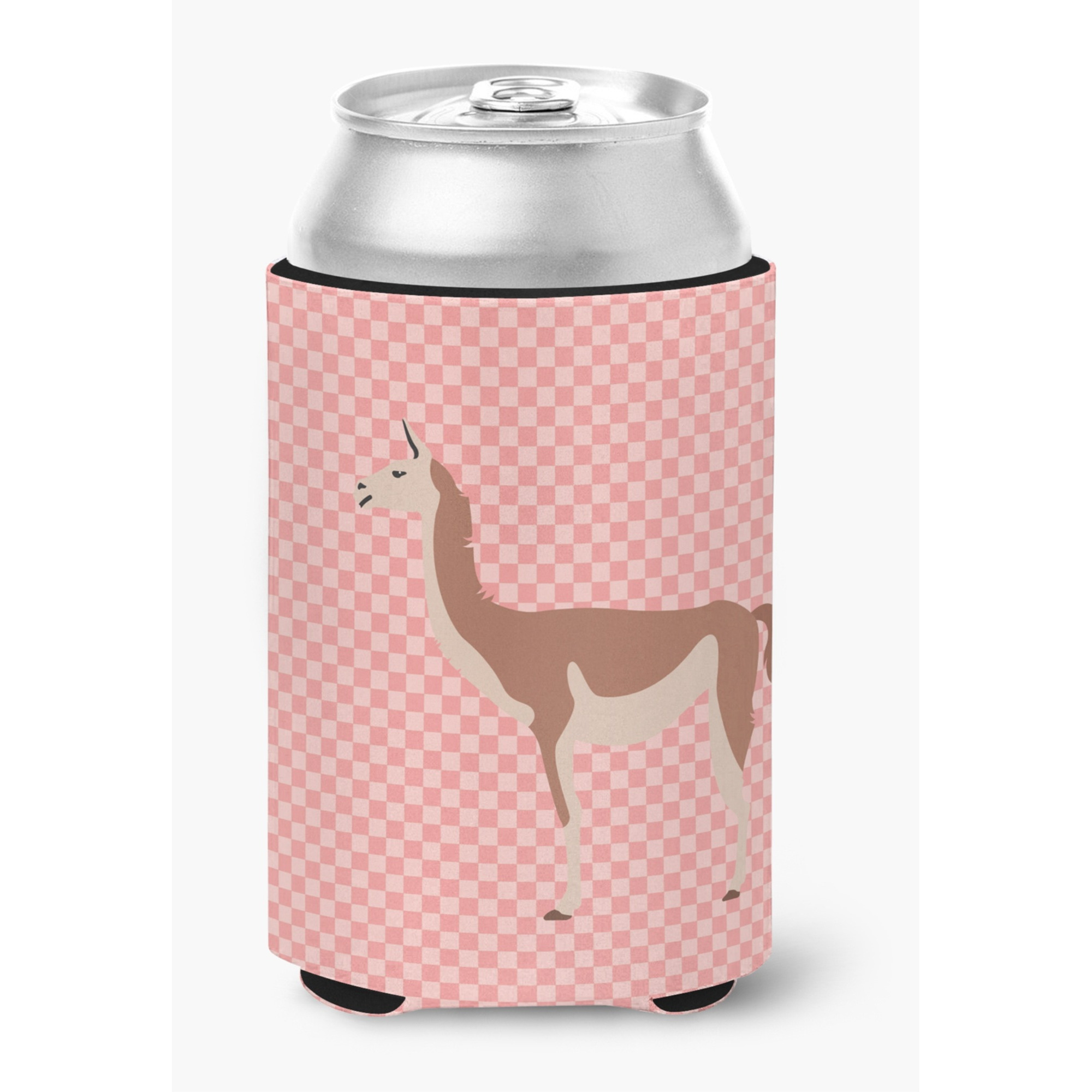 &quotCaroline's Treasures Guanaco Pink Check Decorative Can Hugger, Multicolor"