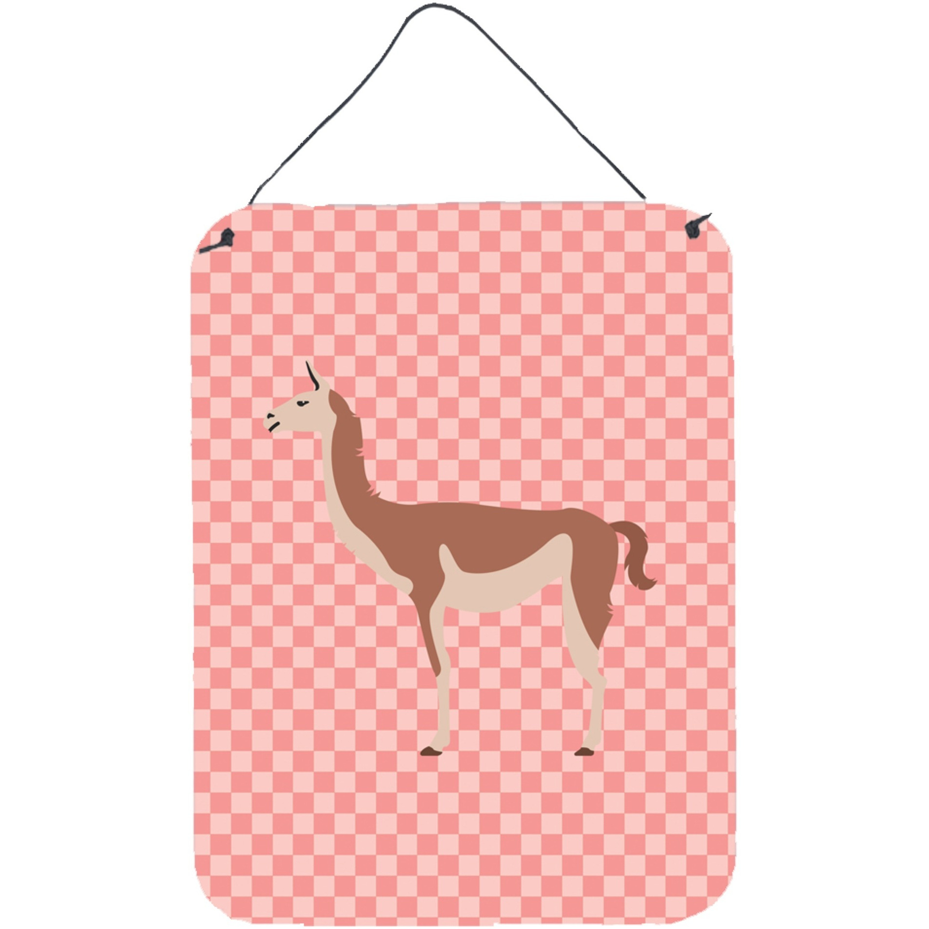 &quotCaroline's Treasures Guanaco Pink Check Metal Print, 16hx12w, Multicolor"