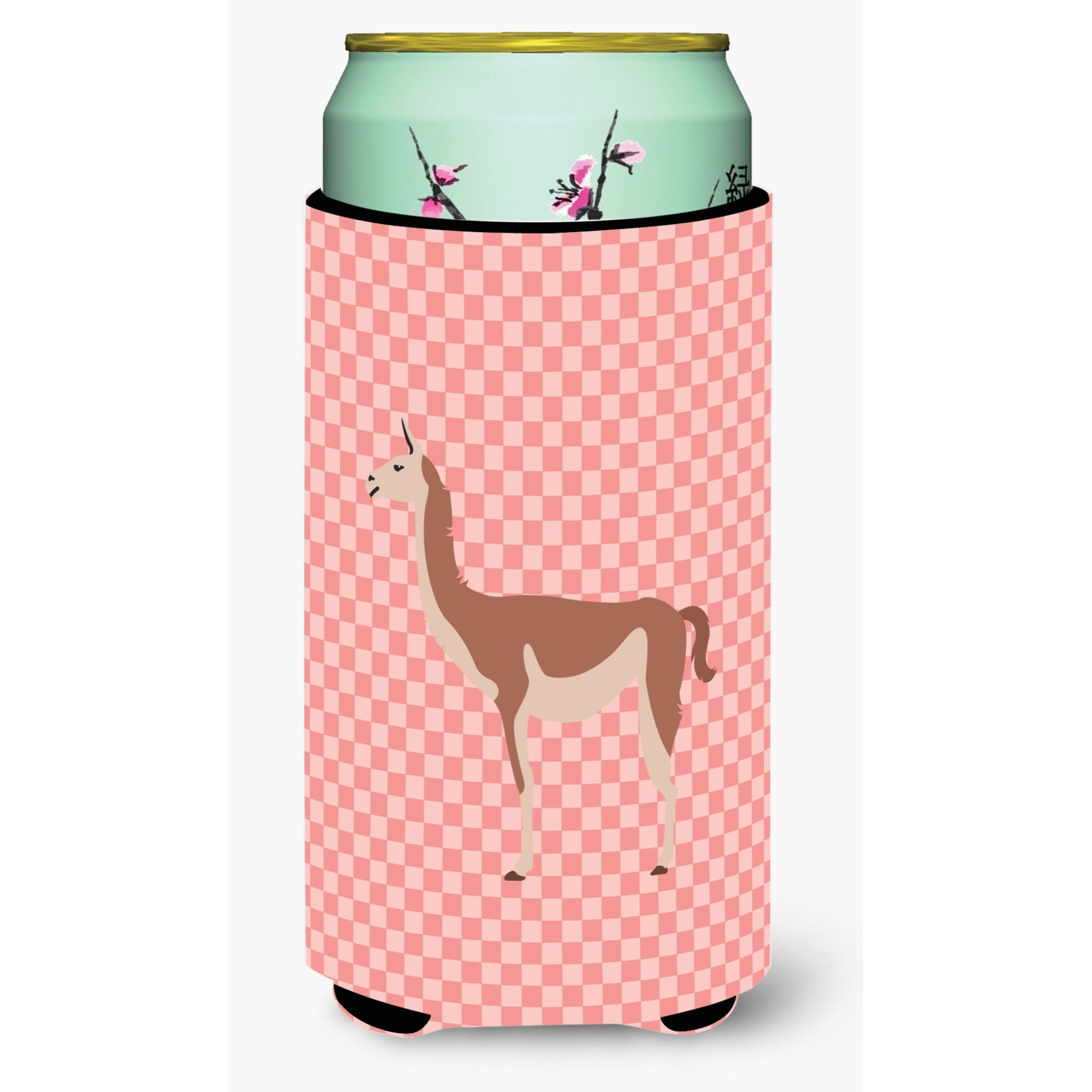 &quotCaroline's Treasures Guanaco Pink Check Decorative Can Hugger, Tall Boy, Multicolor"