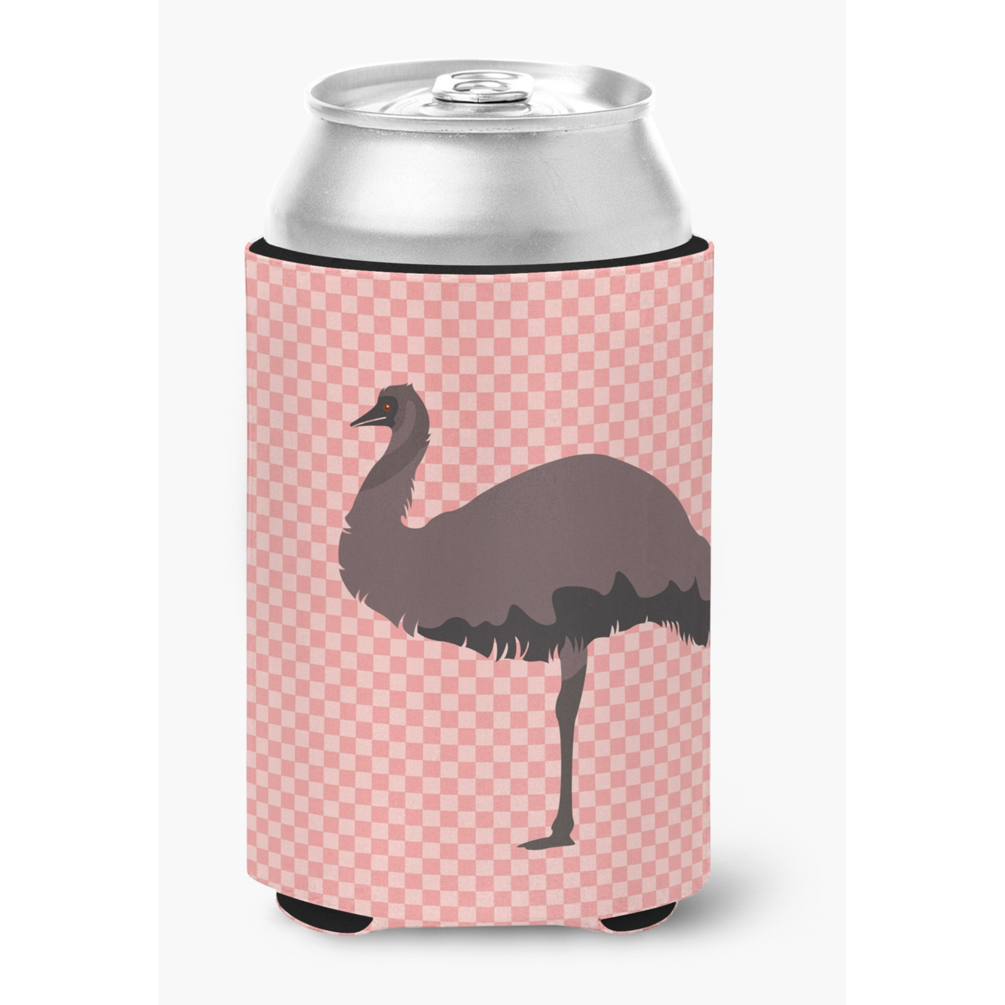&quotCaroline's Treasures Emu Pink Check Decorative Can Hugger, Multicolor"
