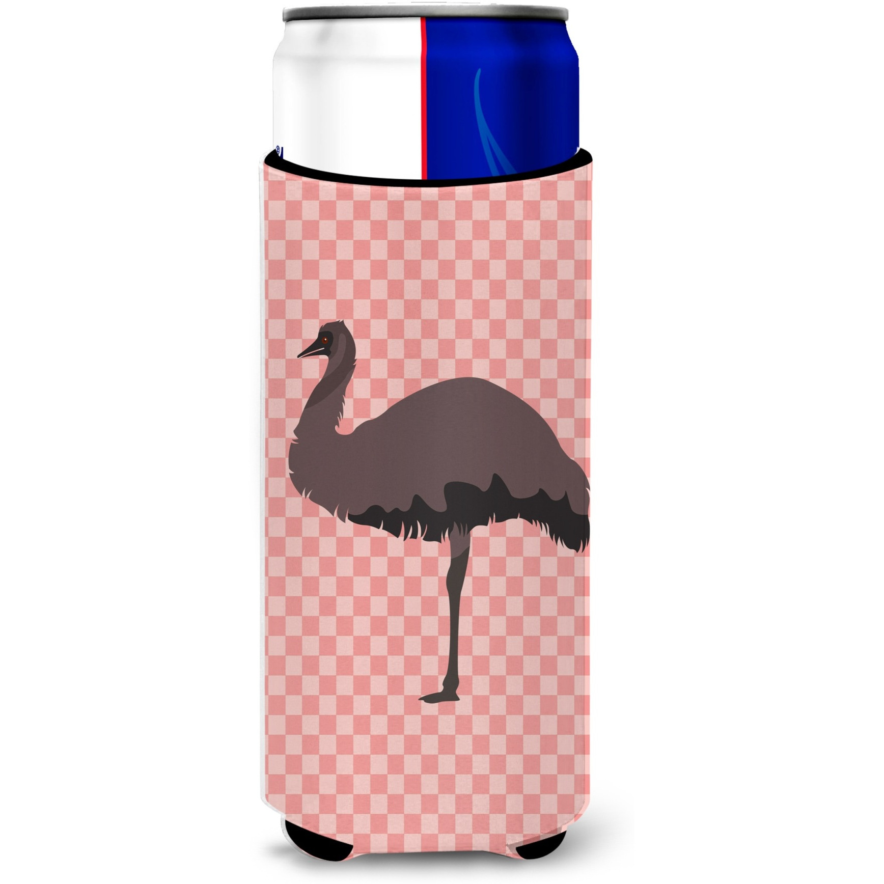 &quotCaroline's Treasures Emu Pink Check Decorative Can Hugger, Slim, Multicolor"