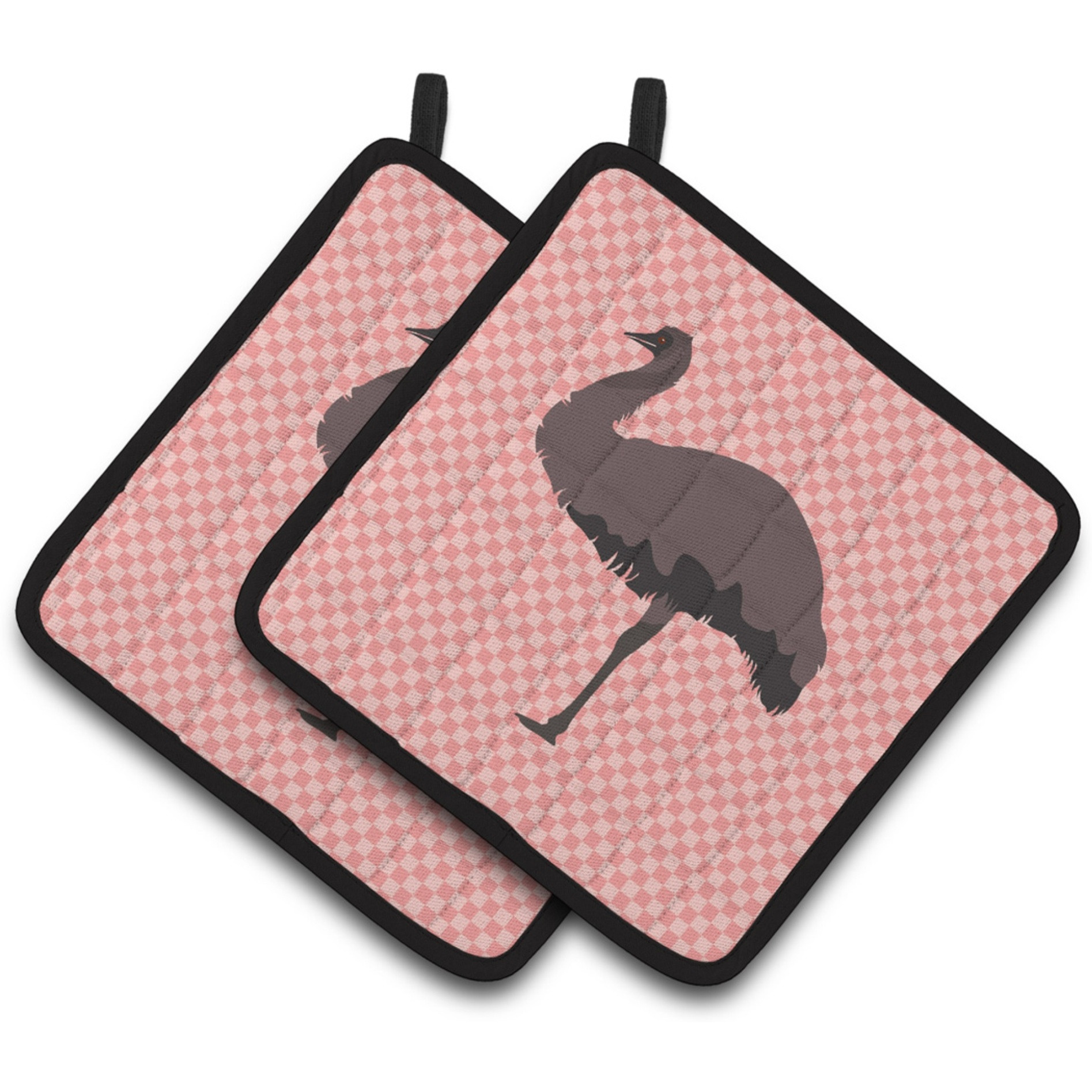 &quotCaroline's Treasures Emu Pink Check Decorated Pot Holder, 7.5"" x 7.5"""