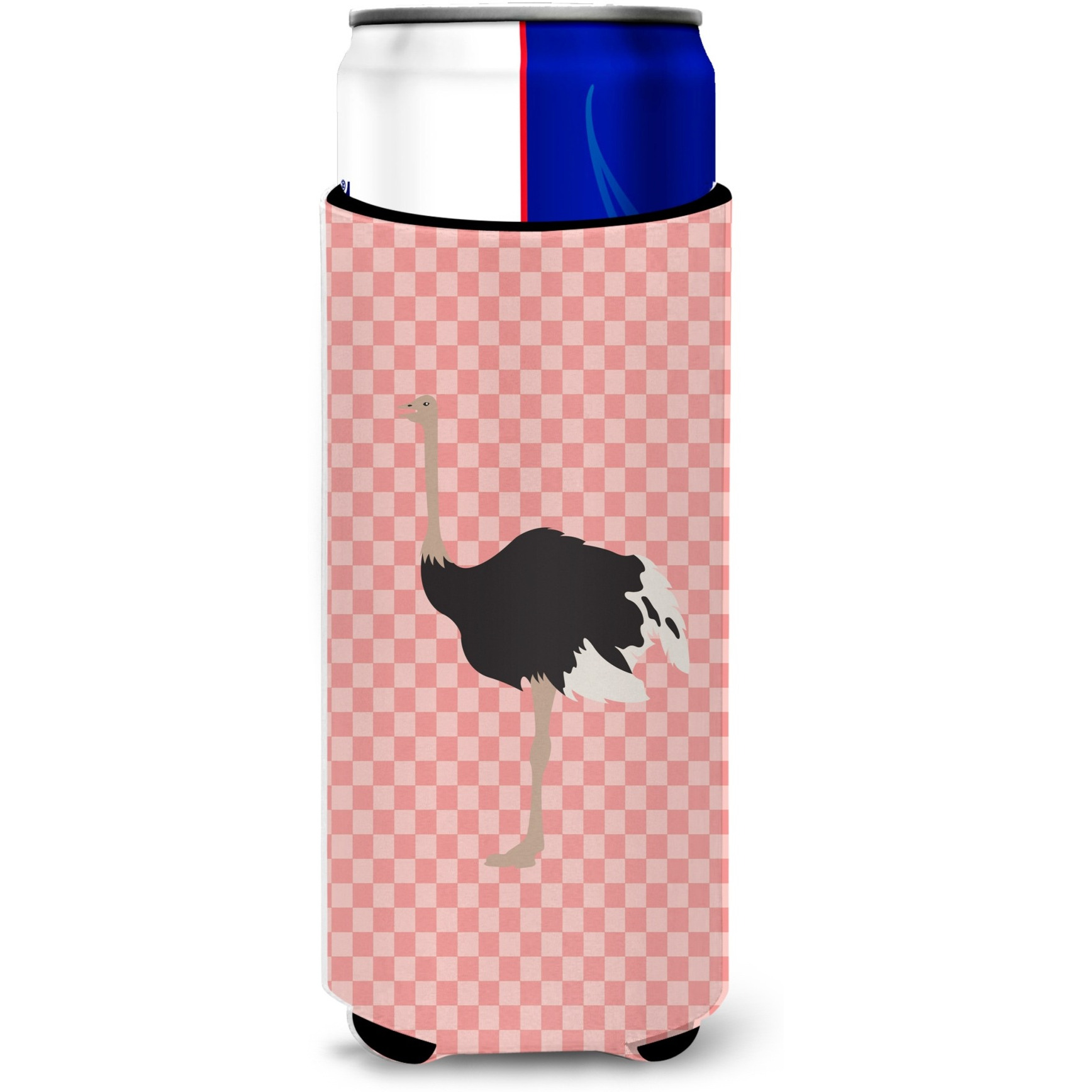 &quotCaroline's Treasures Common Ostrich Pink Check Decorative Can Hugger, Slim, Multicolor"