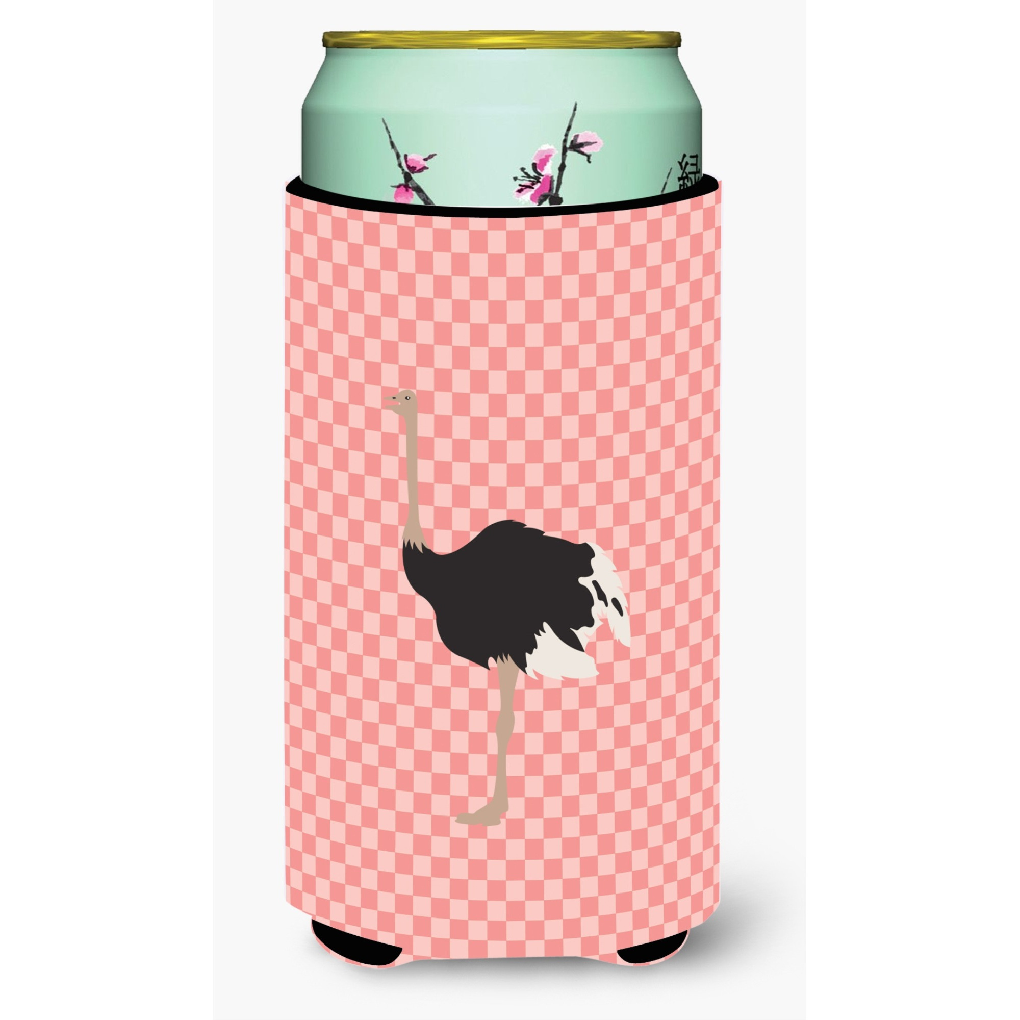 &quotCaroline's Treasures Common Ostrich Pink Check Decorative Can Hugger, Tall Boy, Multicolor"