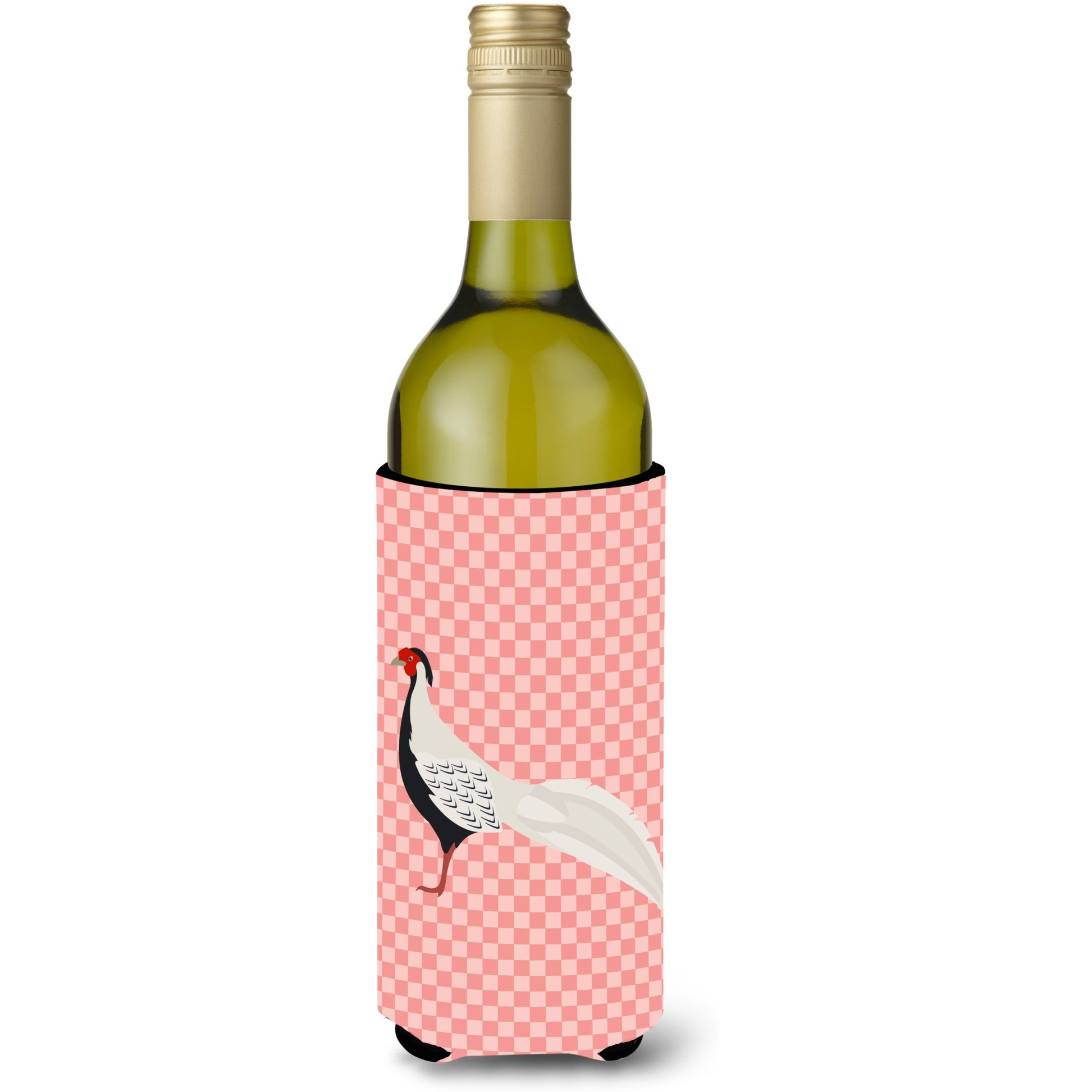 &quotCaroline's Treasures Silver Pheasant Pink Check Decorative Bottle Hugger, 750 ml, Multicolor"