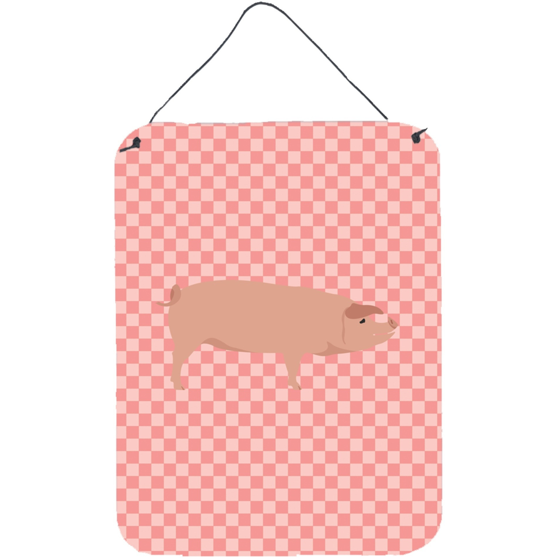 &quotCaroline's Treasures American Landrace Pig Pink Check Metal Print, 16hx12w, Multicolor"
