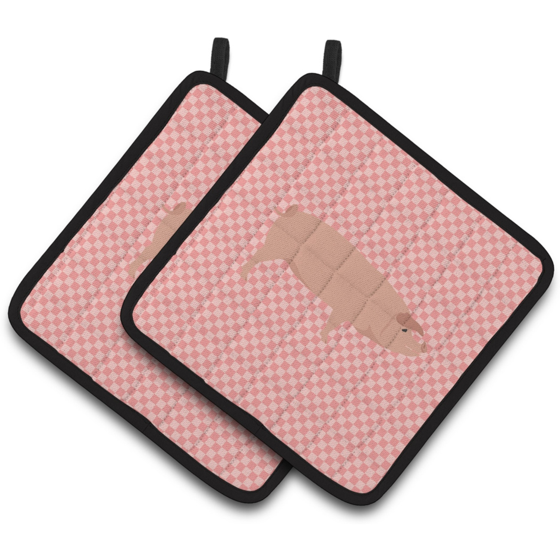 &quotCaroline's Treasures American Landrace Pig Pink Check Decorated Pot Holder, 7.5"" x 7.5"""