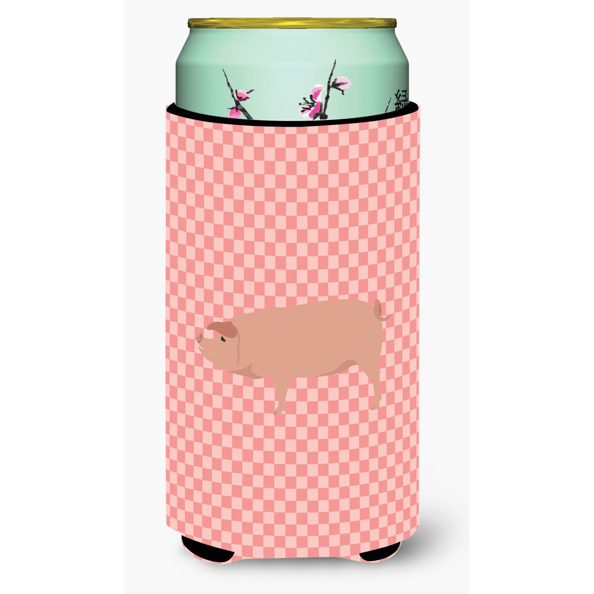 &quotCaroline's Treasures American Landrace Pig Pink Check Decorative Can Hugger, Tall Boy, Multicolor"