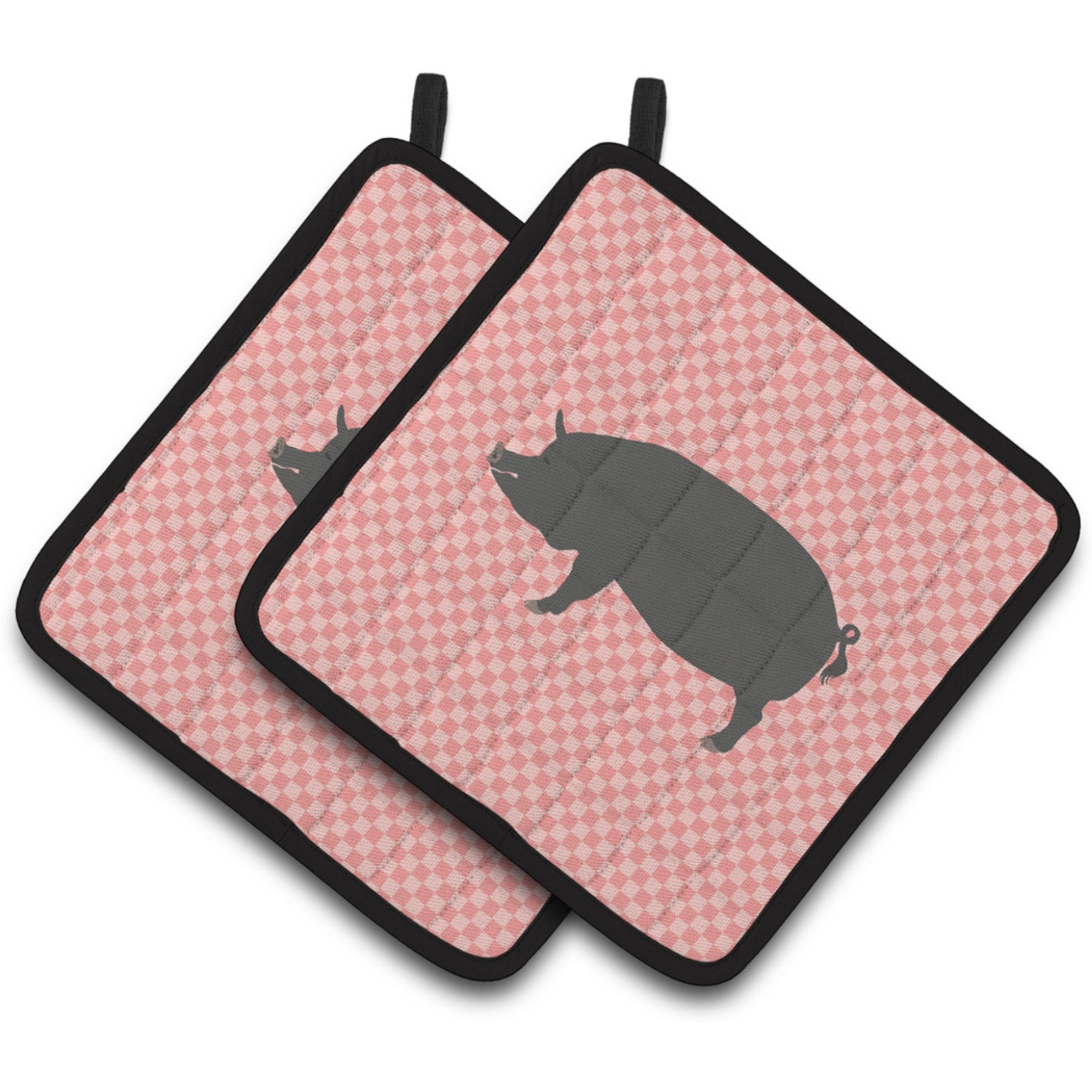&quotCaroline's Treasures Berkshire Pig Pink Check Decorated Pot Holder, 7.5"" x 7.5"""