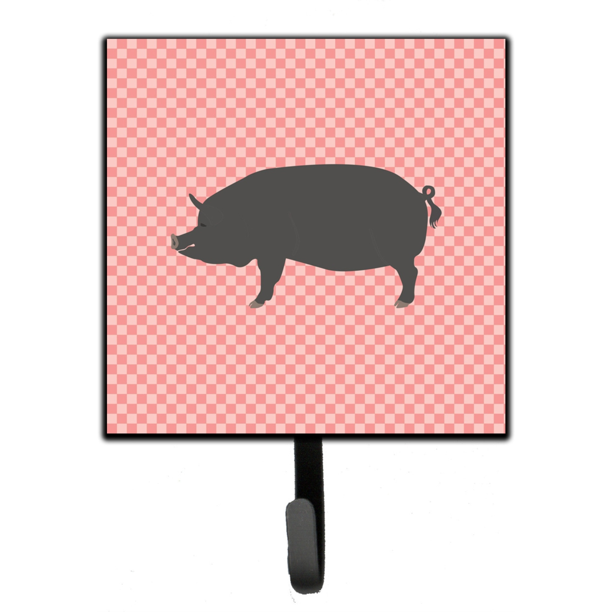 &quotCaroline's Treasures Berkshire Pig Pink Check Wall Hook, Small, Multicolor"
