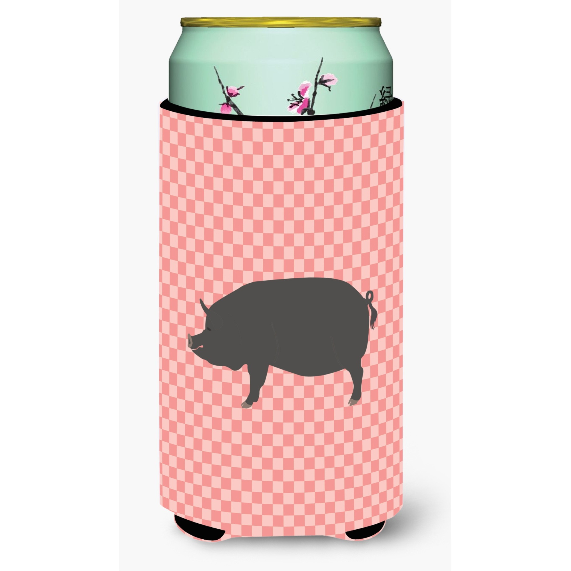 &quotCaroline's Treasures Berkshire Pig Pink Check Decorative Can Hugger, Tall Boy, Multicolor"