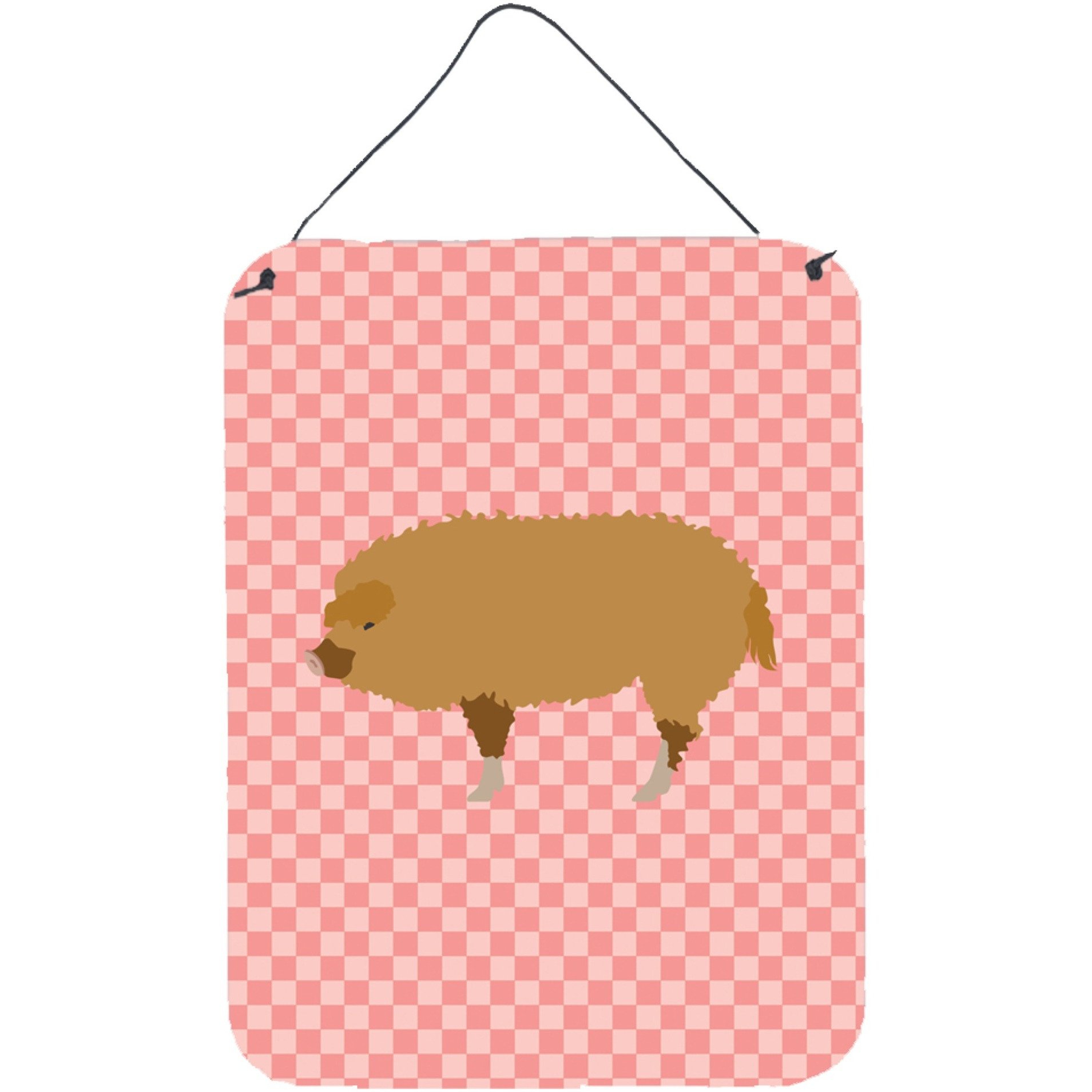 &quotCaroline's Treasures Hungarian Mangalica Pig Pink Check Metal Print, 16hx12w, Multicolor"
