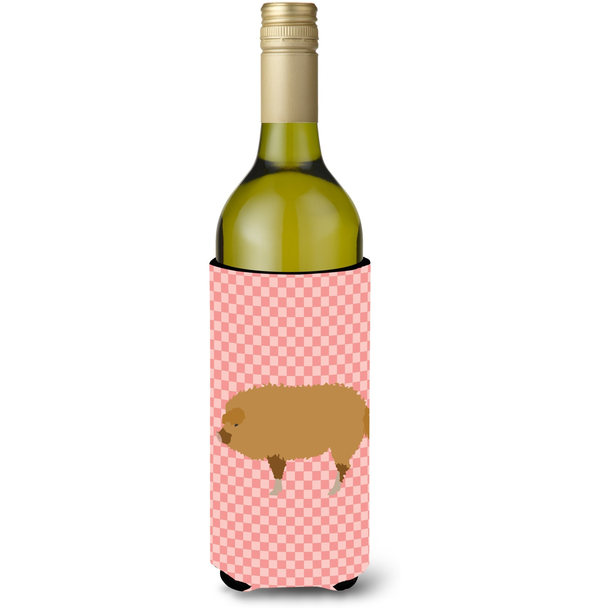 &quotCaroline's Treasures Hungarian Mangalica Pig Pink Check Decorative Bottle Hugger, 750 ml, Multicolor"