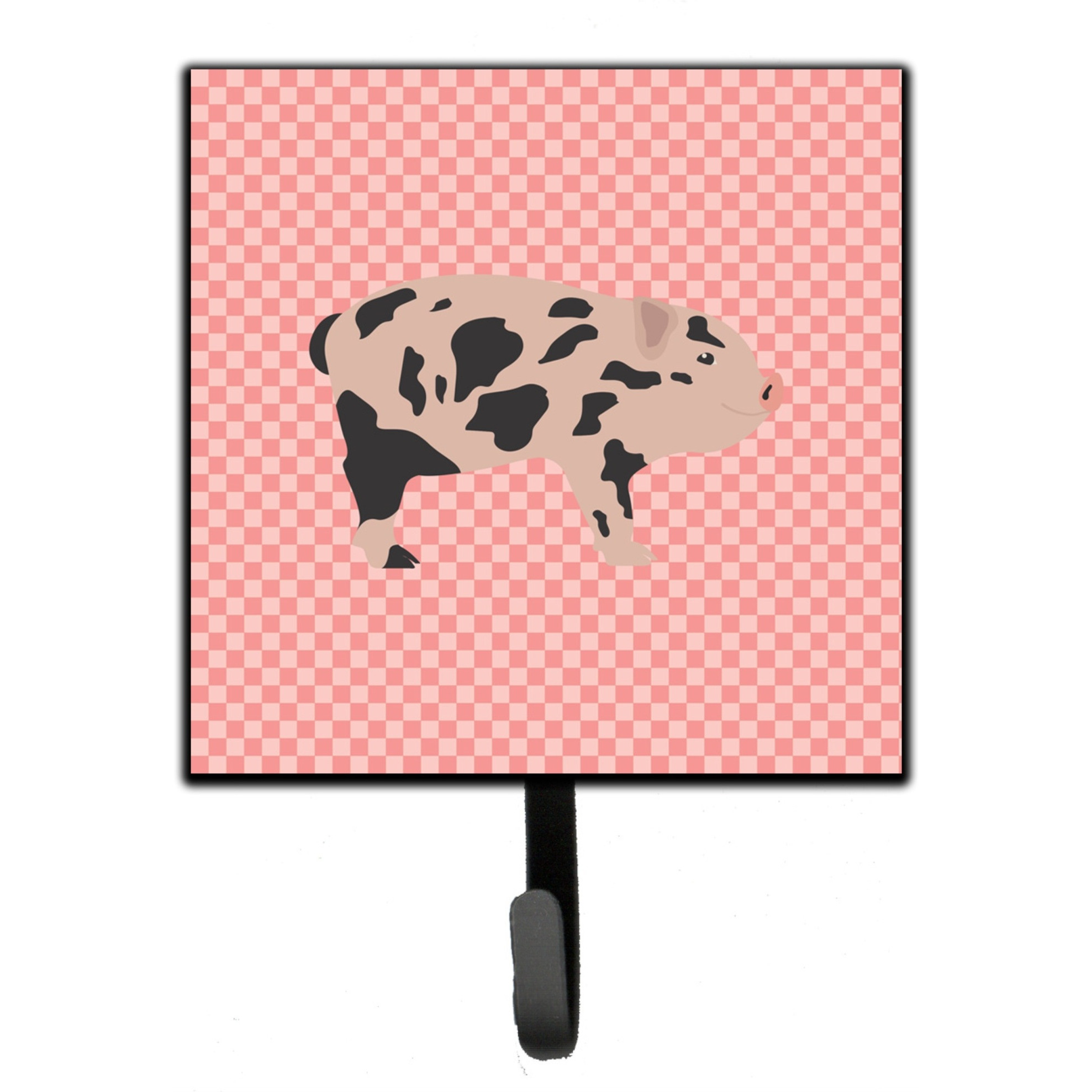 &quotCaroline's Treasures Mini Miniature Pig Pink Check Wall Hook, Small, Multicolor"