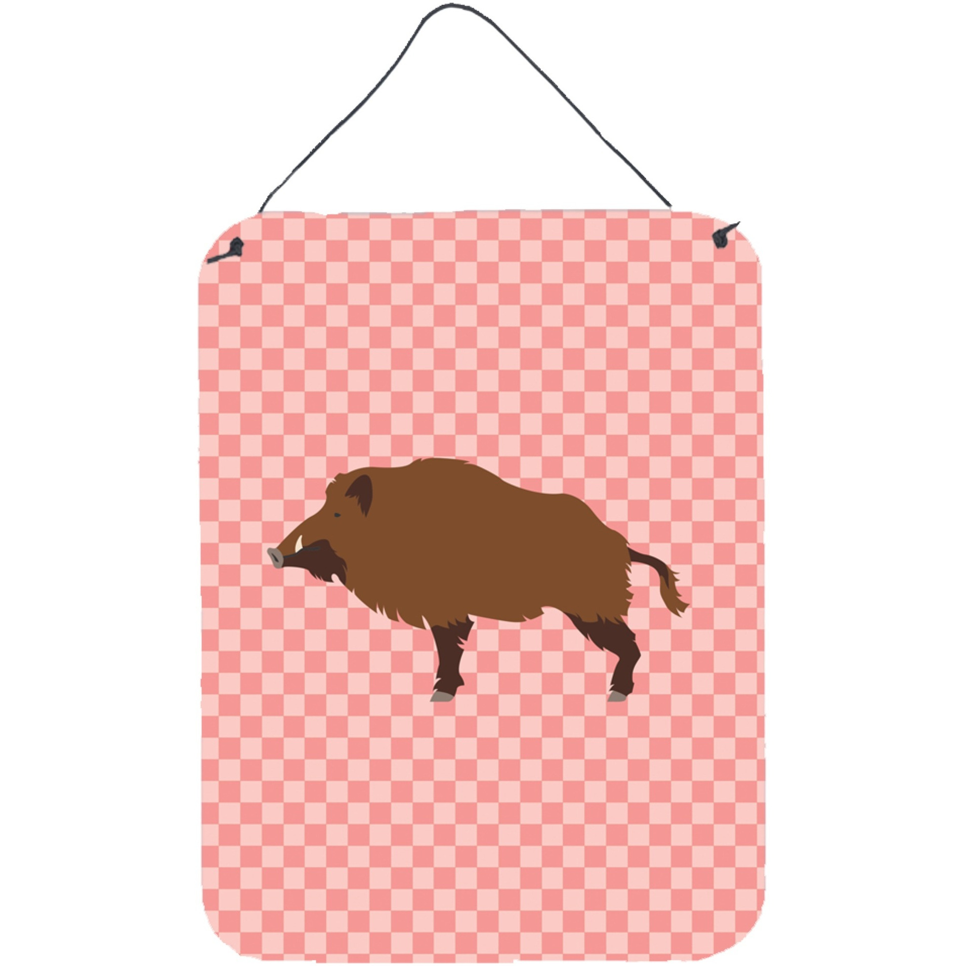 &quotCaroline's Treasures Wild Boar Pig Pink Check Metal Print, 16hx12w, Multicolor"