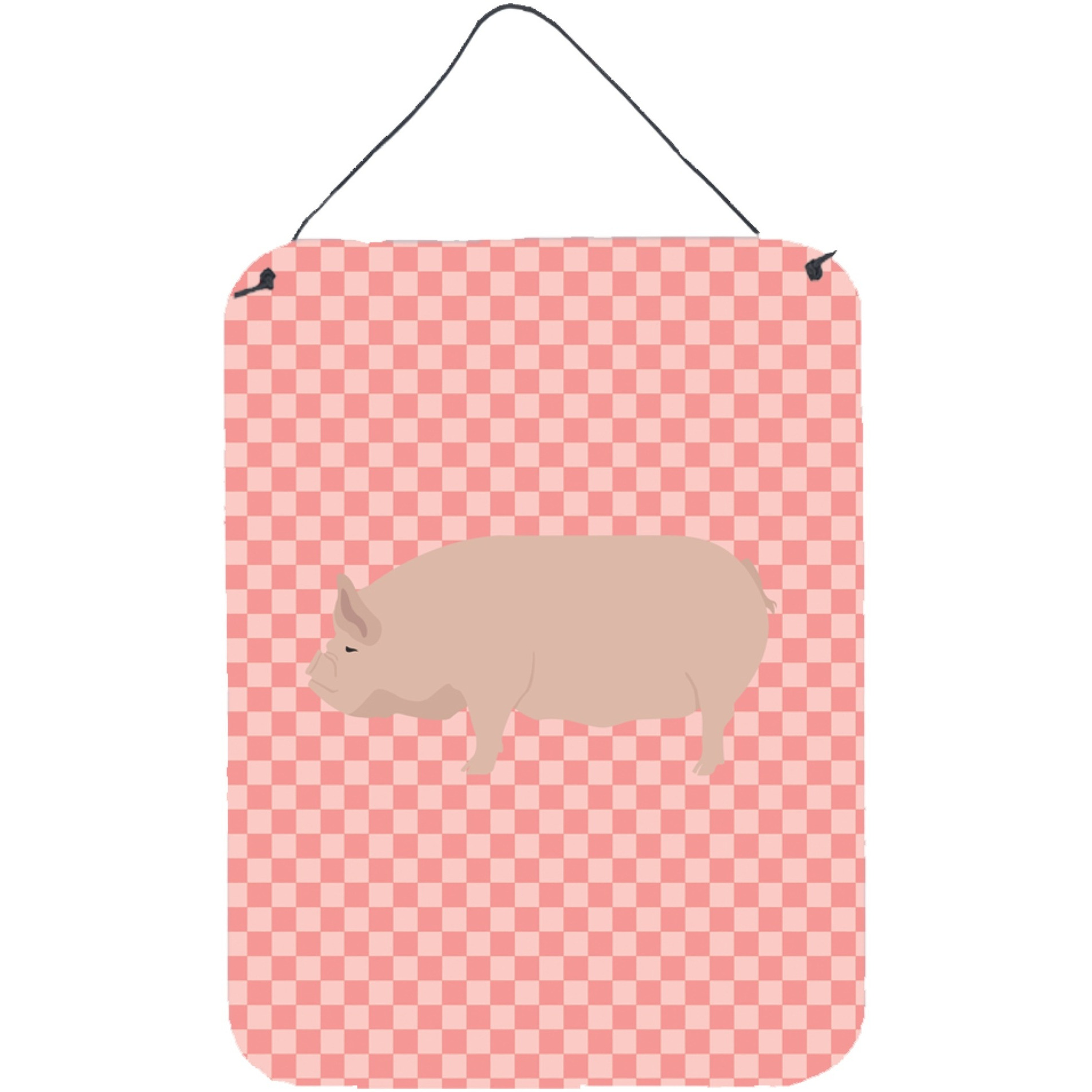 &quotCaroline's Treasures Welsh Pig Pink Check Metal Print, 16hx12w, Multicolor"