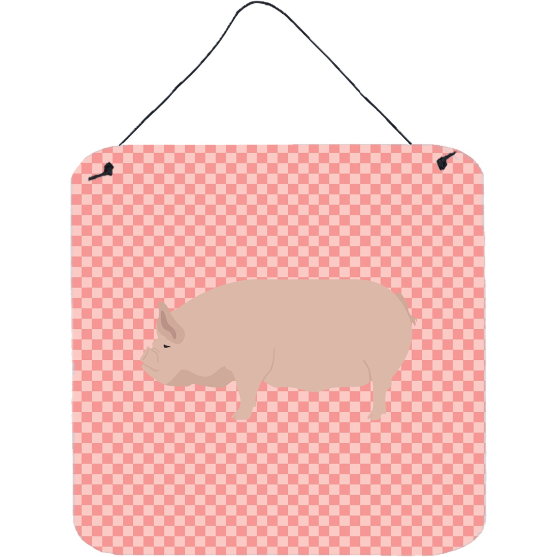&quotCaroline's Treasures Pink Welsh Pig Check Metal Print, 6hx6w"