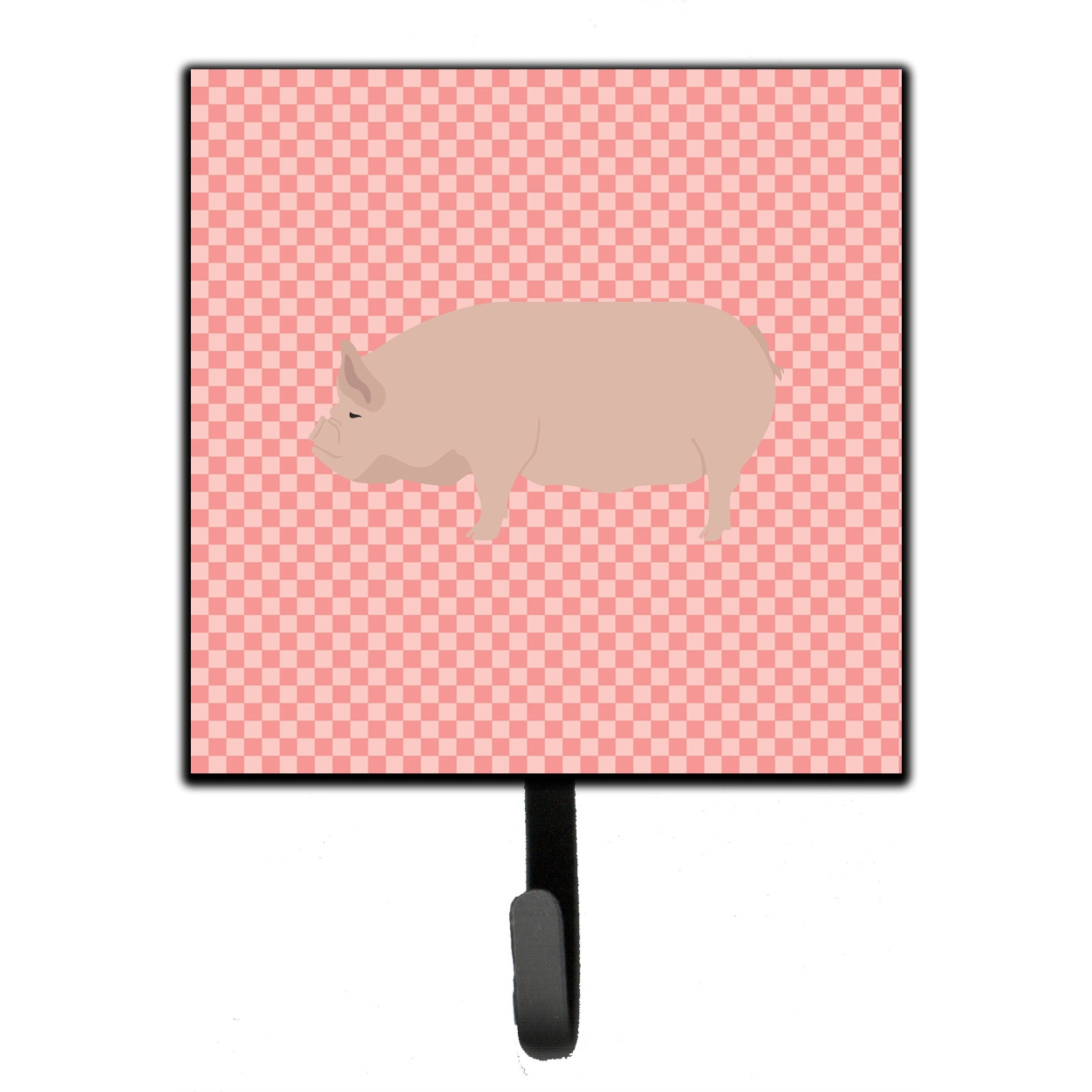 &quotCaroline's Treasures Welsh Pig Pink Check Wall Hook, Small, Multicolor"