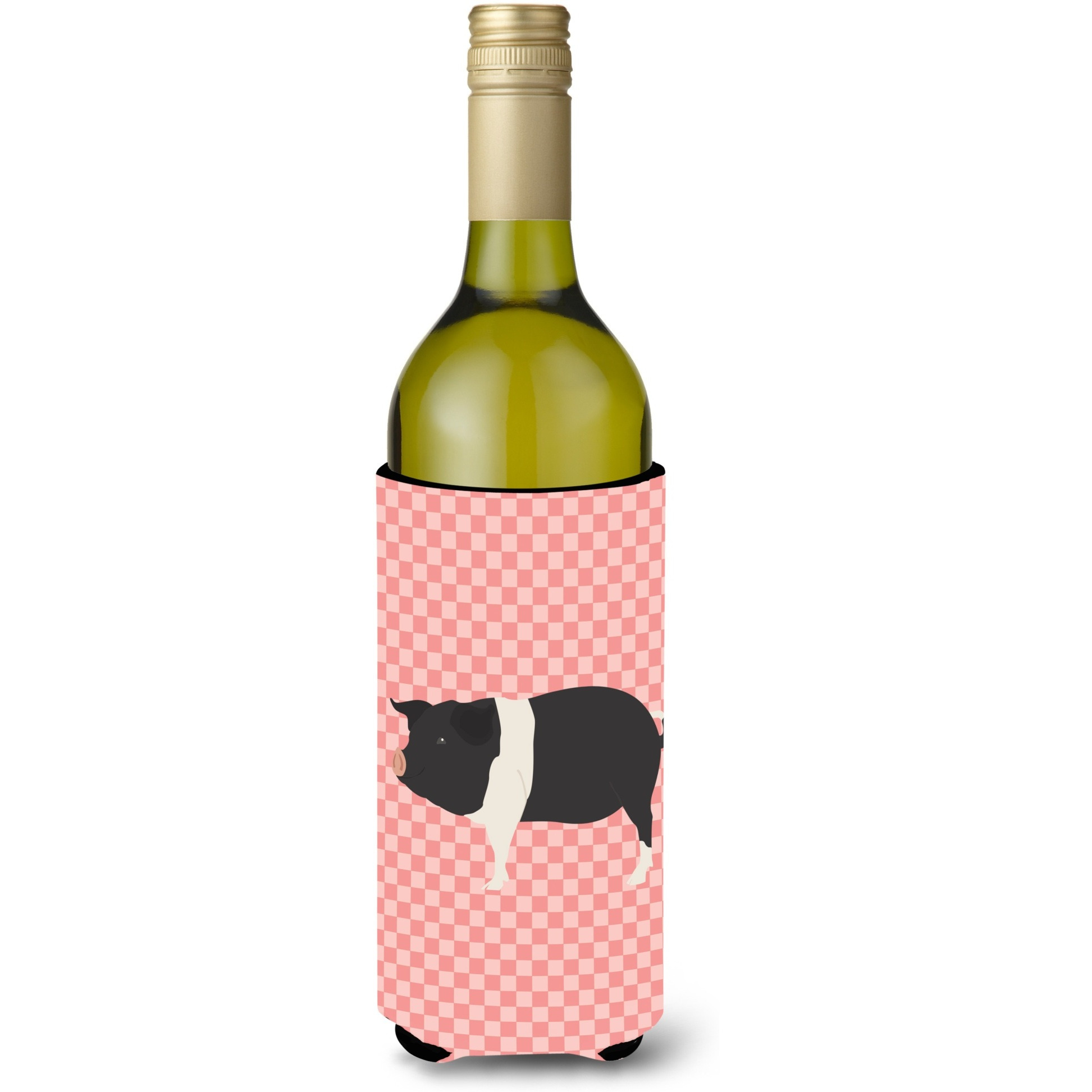 &quotCaroline's Treasures Hampshire Pig Pink Check Decorative Bottle Hugger, 750 ml, Multicolor"