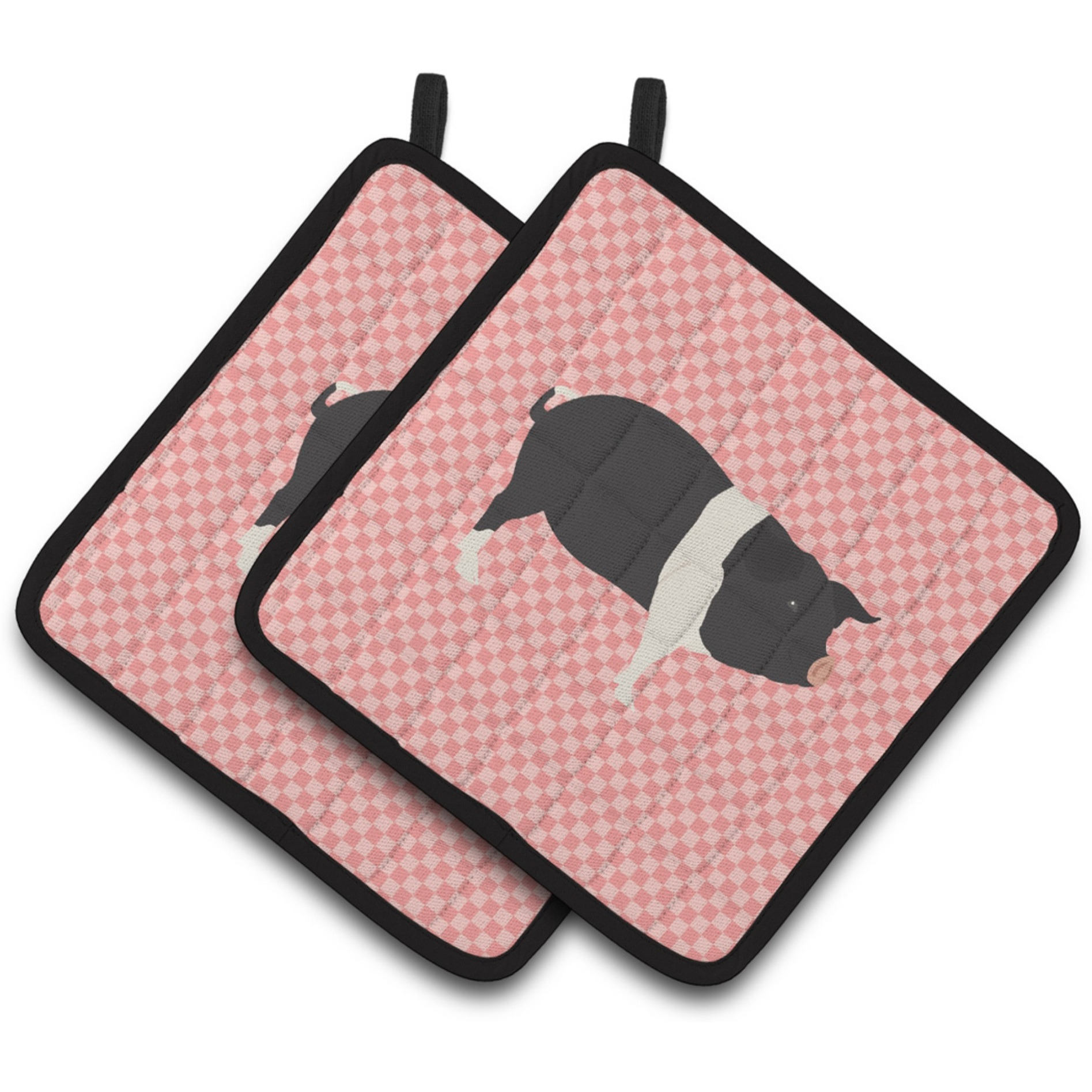&quotCaroline's Treasures Hampshire Pig Pink Check Decorated Pot Holder, 7.5"" x 7.5"""