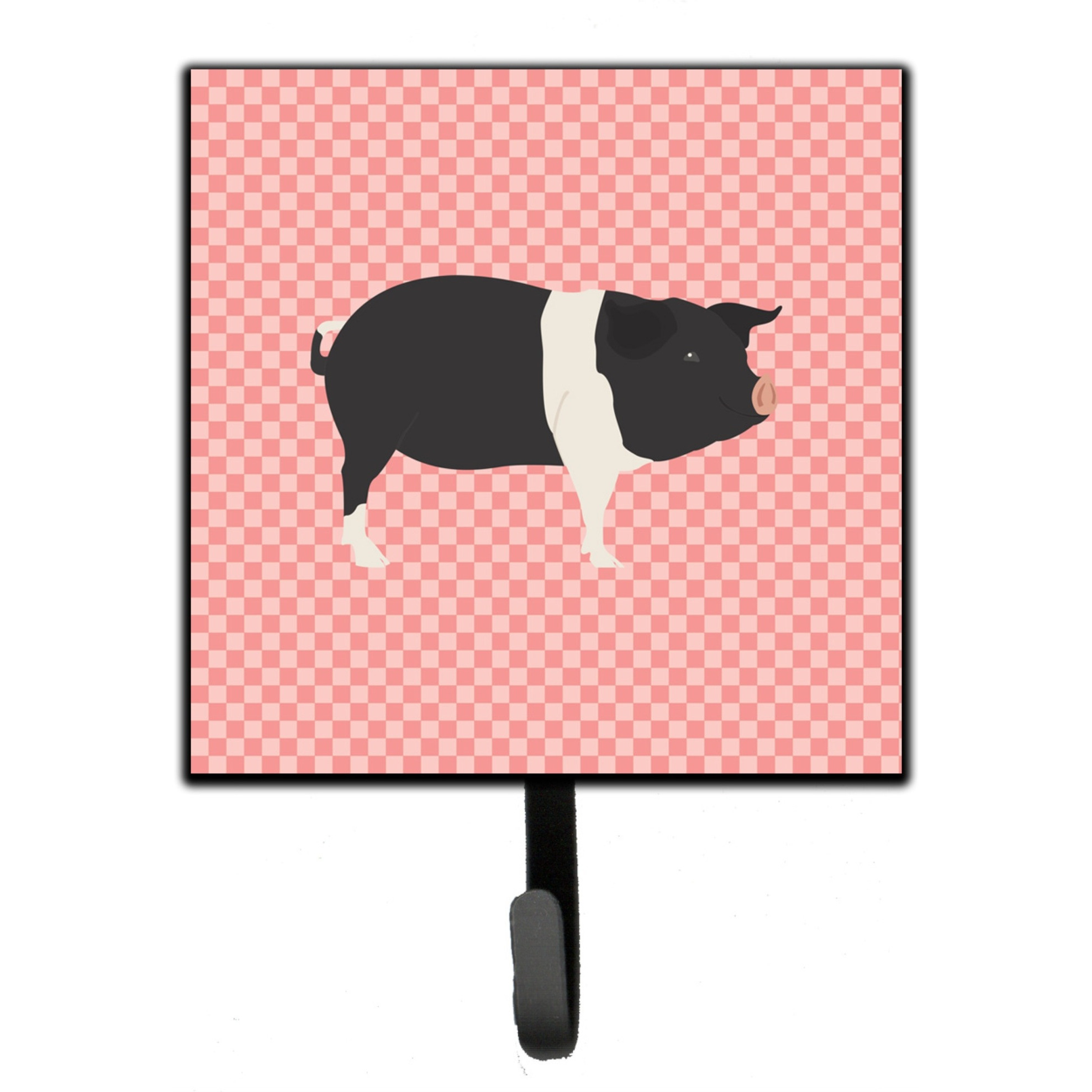 &quotCaroline's Treasures Hampshire Pig Pink Check Wall Hook, Small, Multicolor"