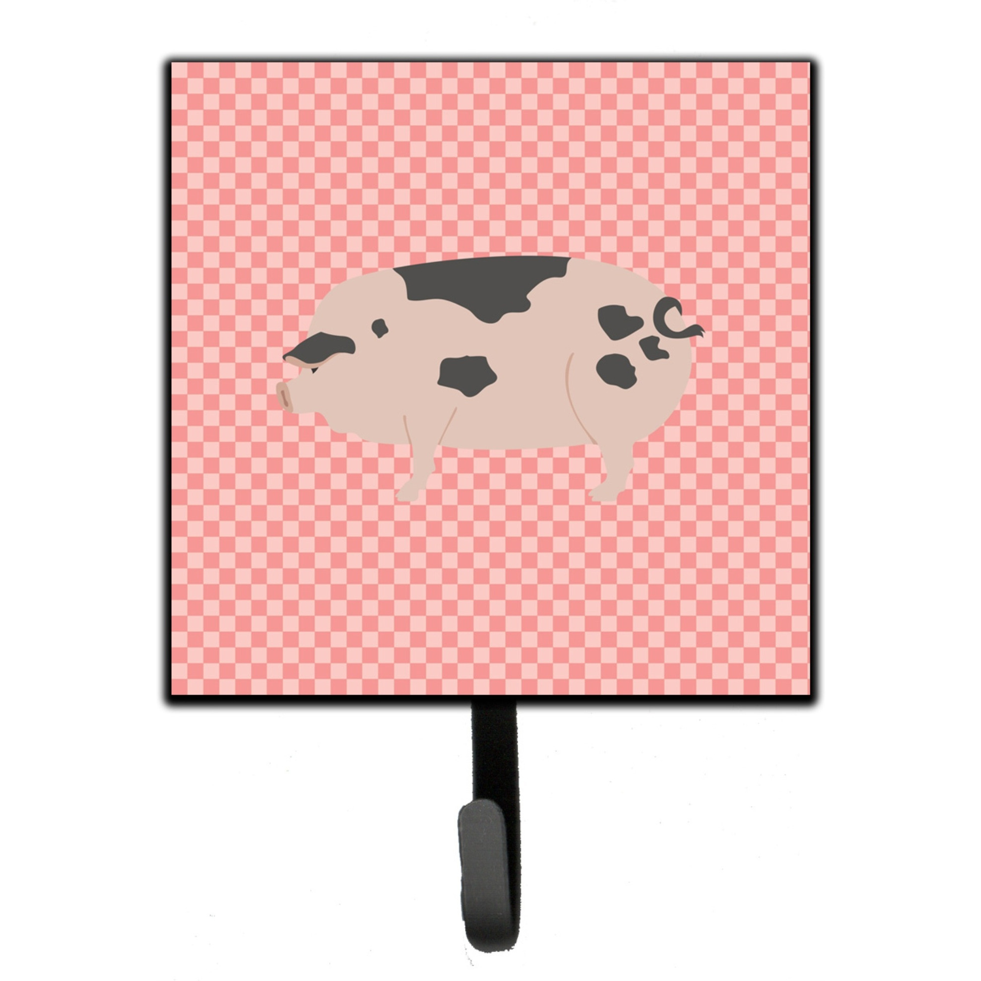 &quotCaroline's Treasures Gloucester Old Spot Pig Pink Check Wall Hook, Small, Multicolor"