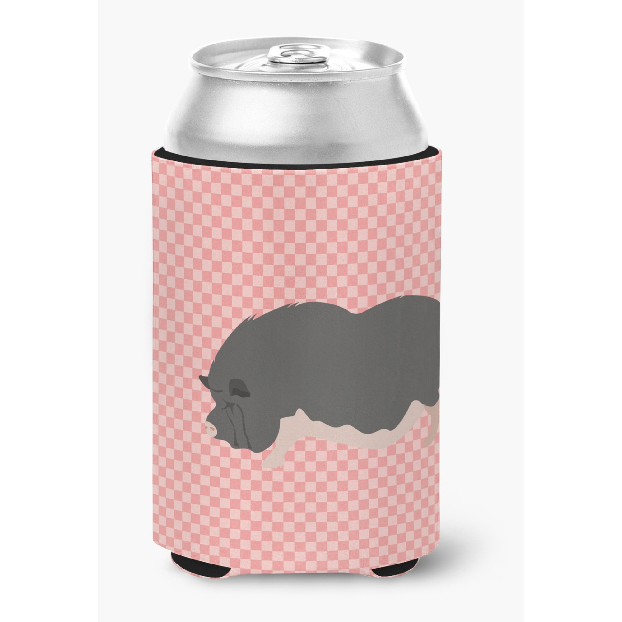 &quotCaroline's Treasures Vietnamese Pot-Bellied Pig Pink Check Decorative Can Hugger, Multicolor"