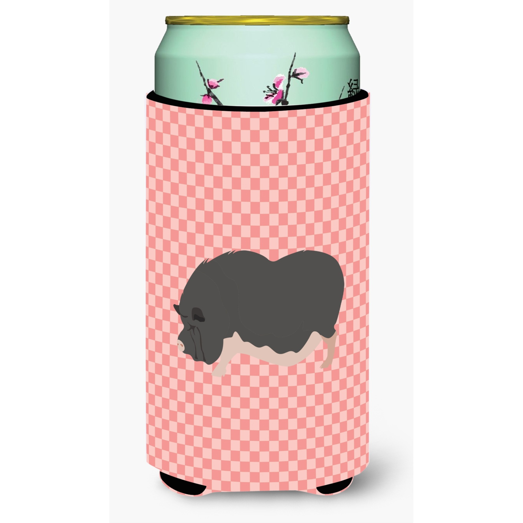 &quotCaroline's Treasures Vietnamese Pot-Bellied Pig Pink Check Decorative Can Hugger, Tall Boy, Multicolor"