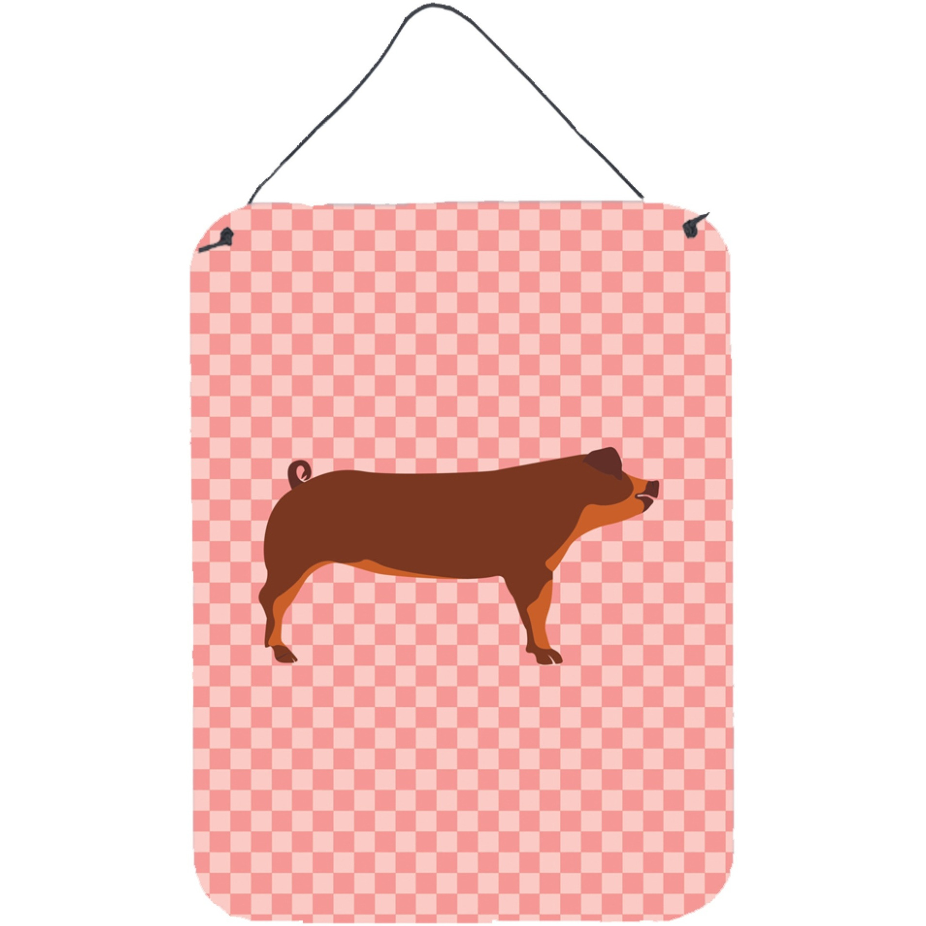&quotCaroline's Treasures Duroc Pig Pink Check Metal Print, 16hx12w, Multicolor"