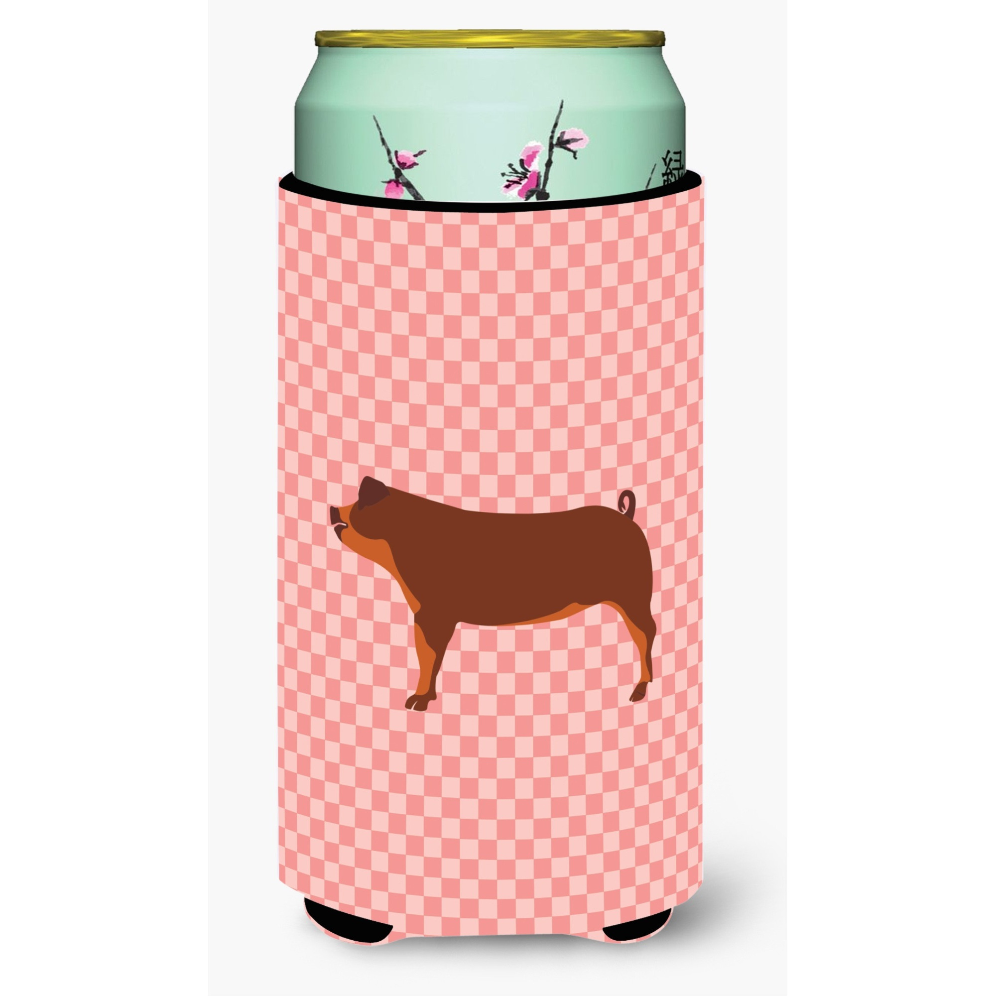 &quotCaroline's Treasures Duroc Pig Pink Check Decorative Can Hugger, Tall Boy, Multicolor"
