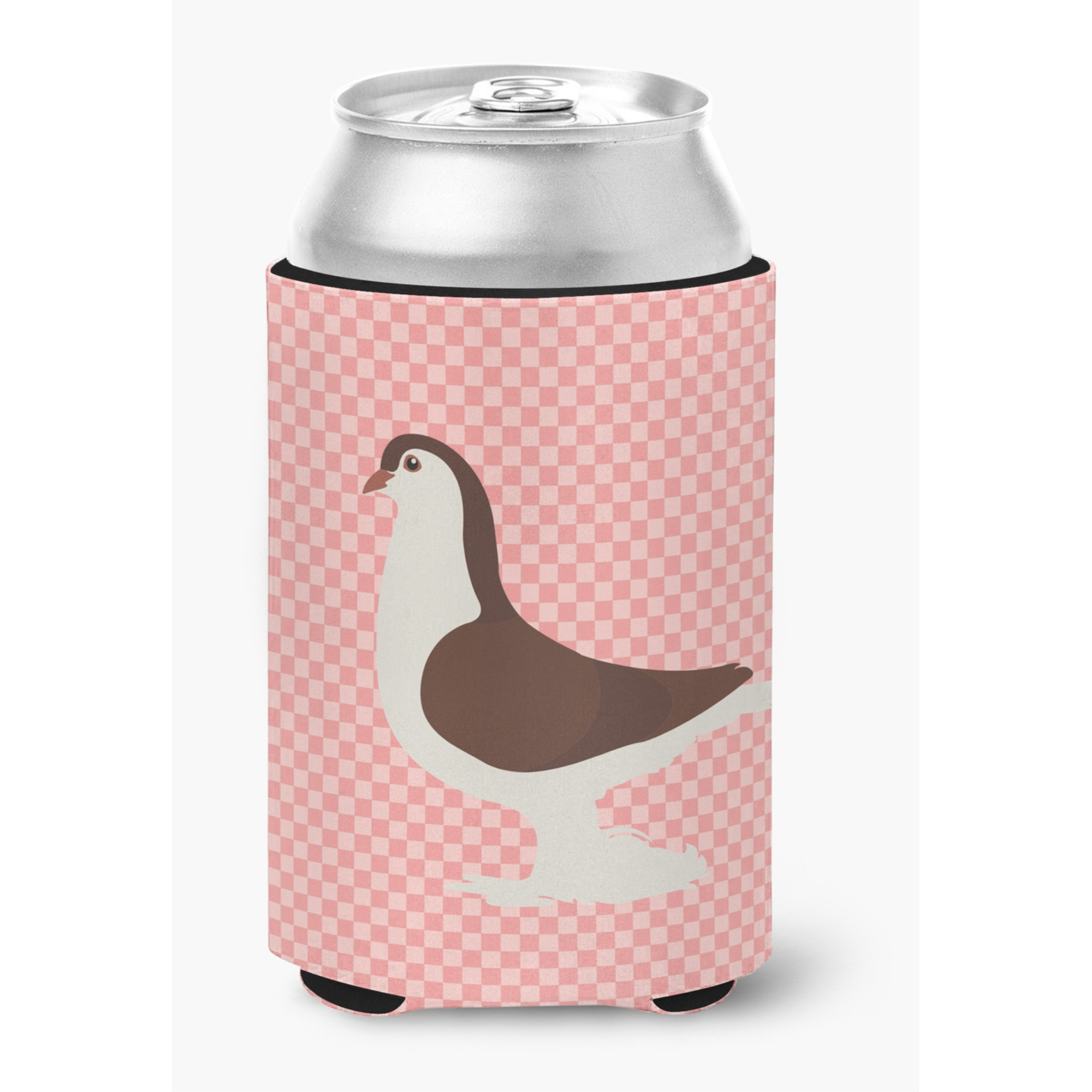 &quotCaroline's Treasures Large Pigeon Pink Check Decorative Can Hugger, Multicolor"