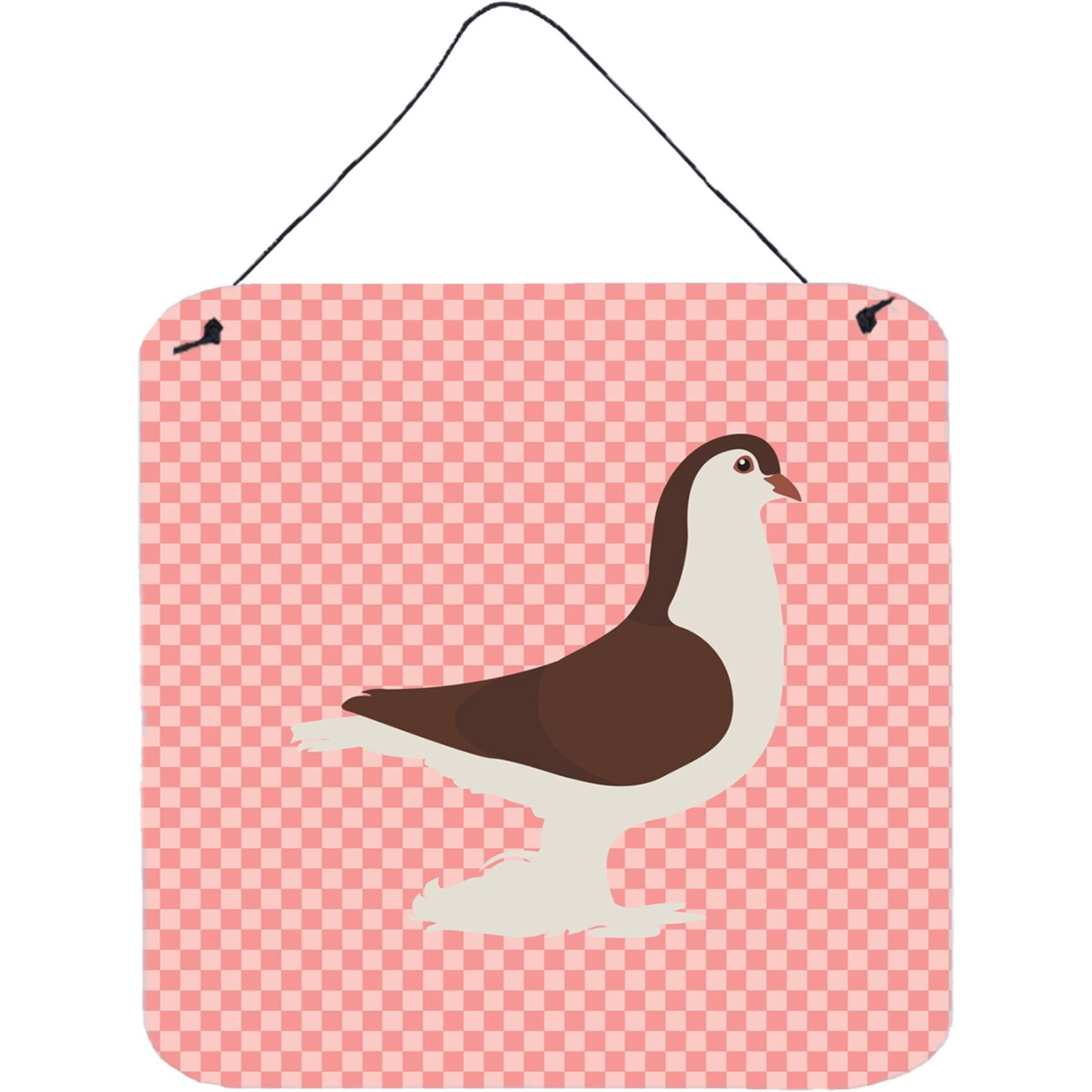 &quotCaroline's Treasures Pink Large Pigeon Check Metal Print, 6hx6w"