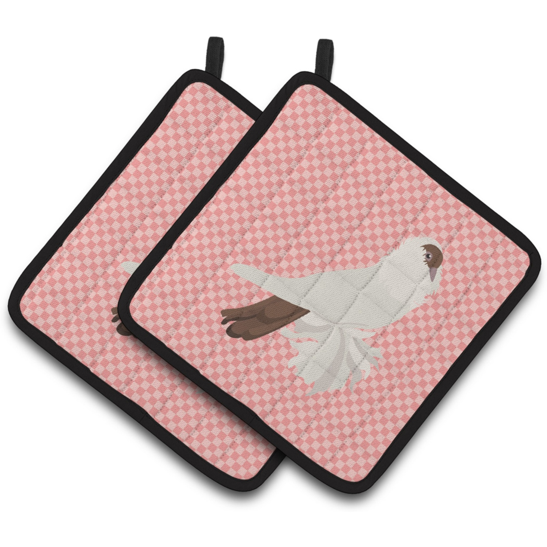&quotCaroline's Treasures German Helmet Pigeon Pink Check Decorated Pot Holder, 7.5"" x 7.5"""