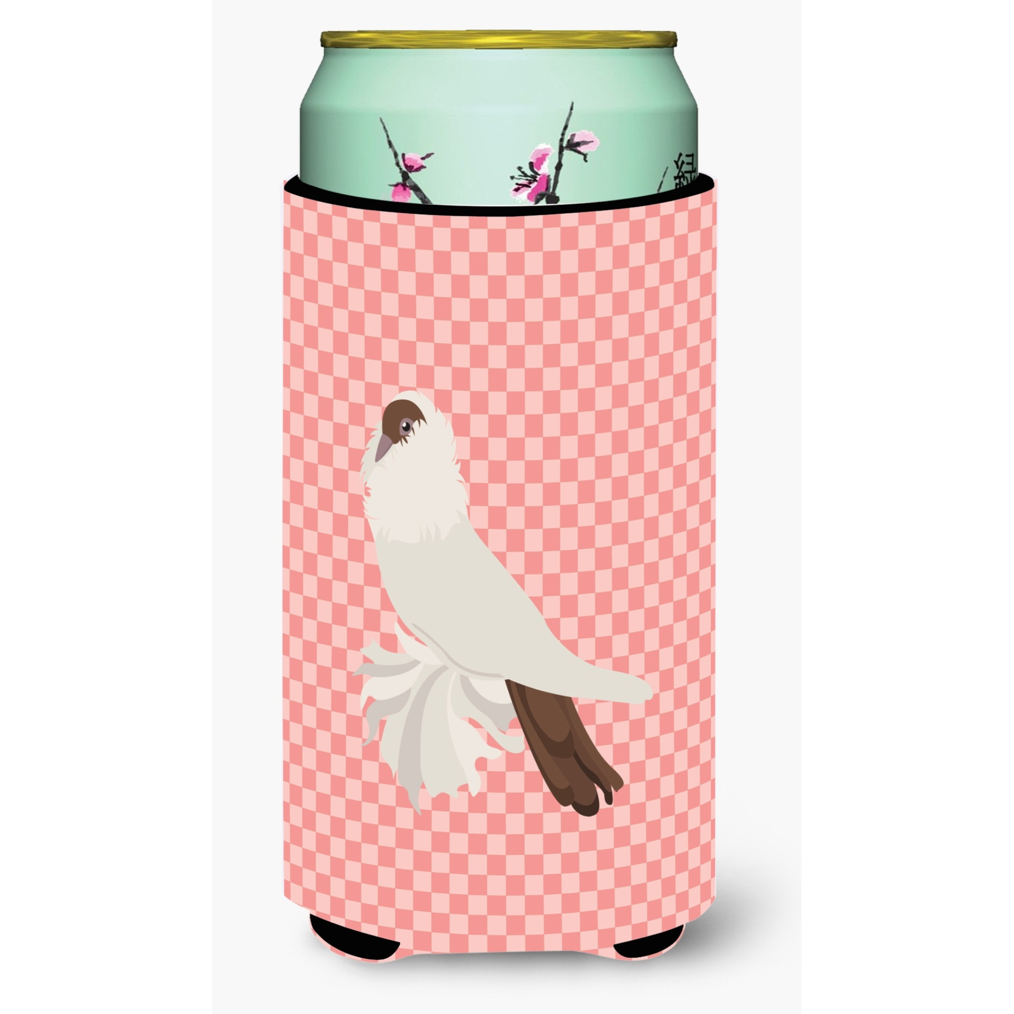 &quotCaroline's Treasures German Helmet Pigeon Pink Check Decorative Can Hugger, Tall Boy, Multicolor"