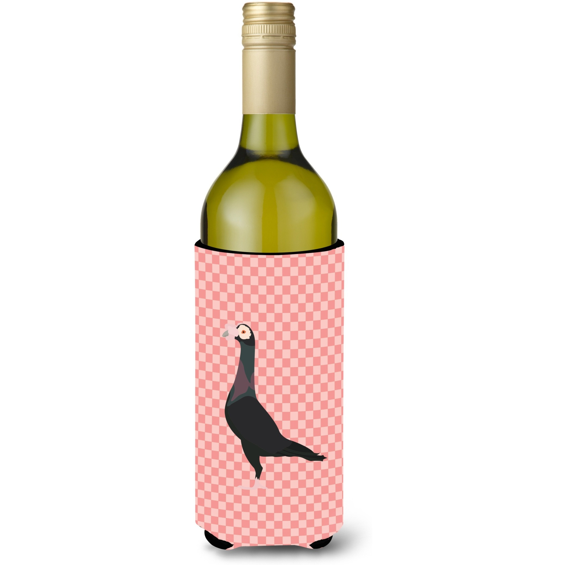&quotCaroline's Treasures English Carrier Pigeon Pink Check Decorative Bottle Hugger, 750 ml, Multicolor"