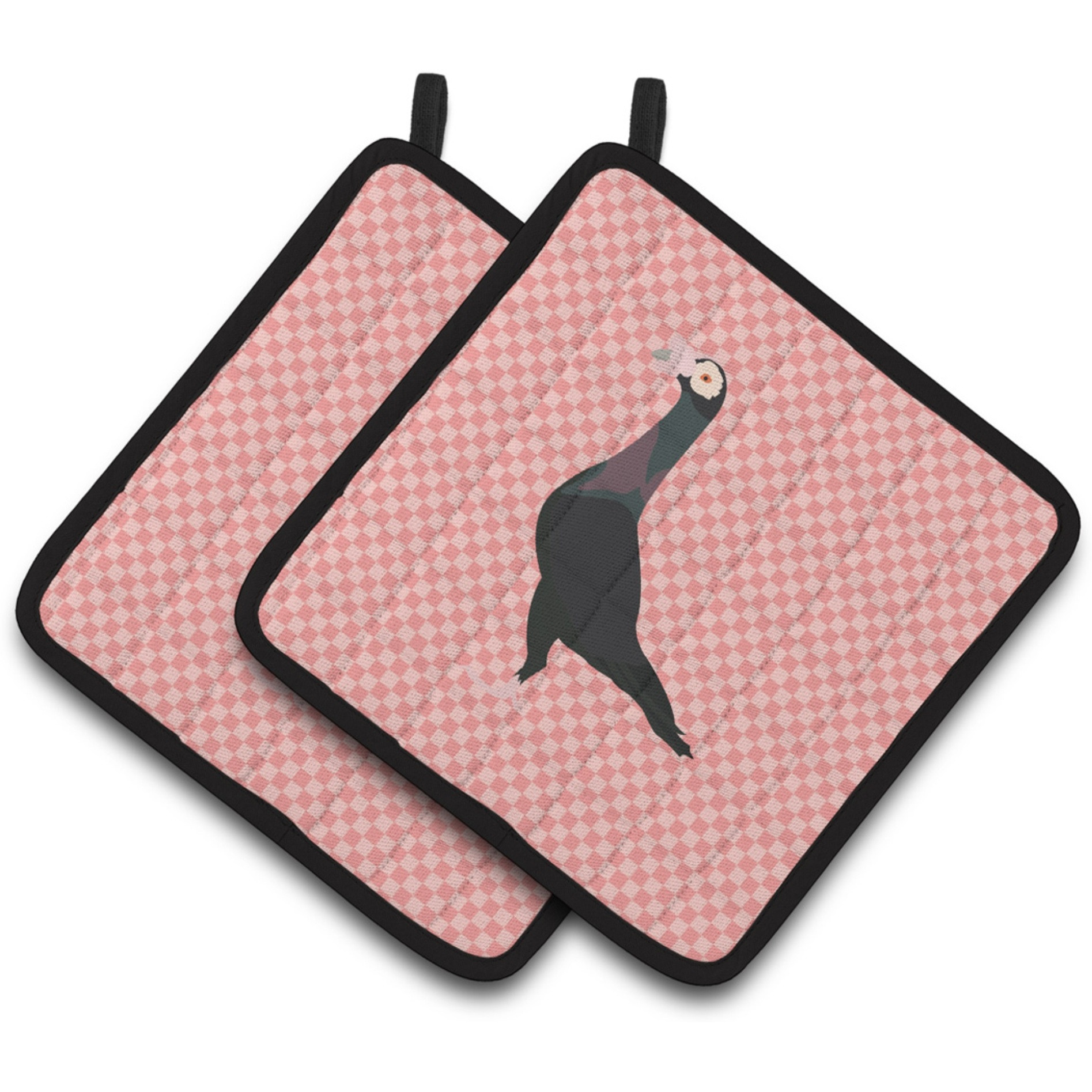 &quotCaroline's Treasures English Carrier Pigeon Pink Check Decorated Pot Holder, 7.5"" x 7.5"""