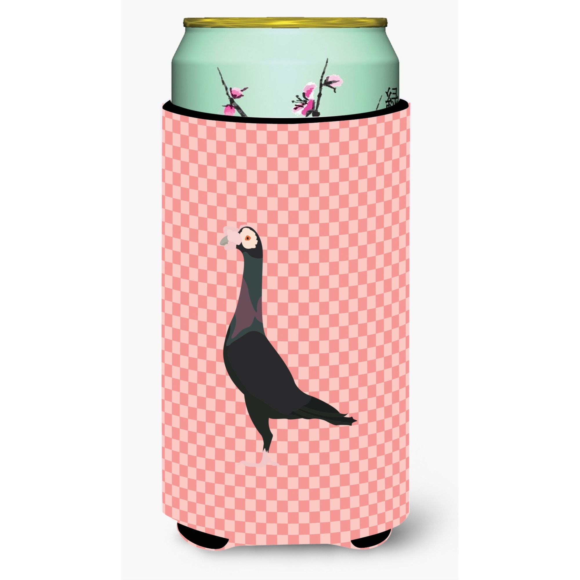 &quotCaroline's Treasures English Carrier Pigeon Pink Check Decorative Can Hugger, Tall Boy, Multicolor"