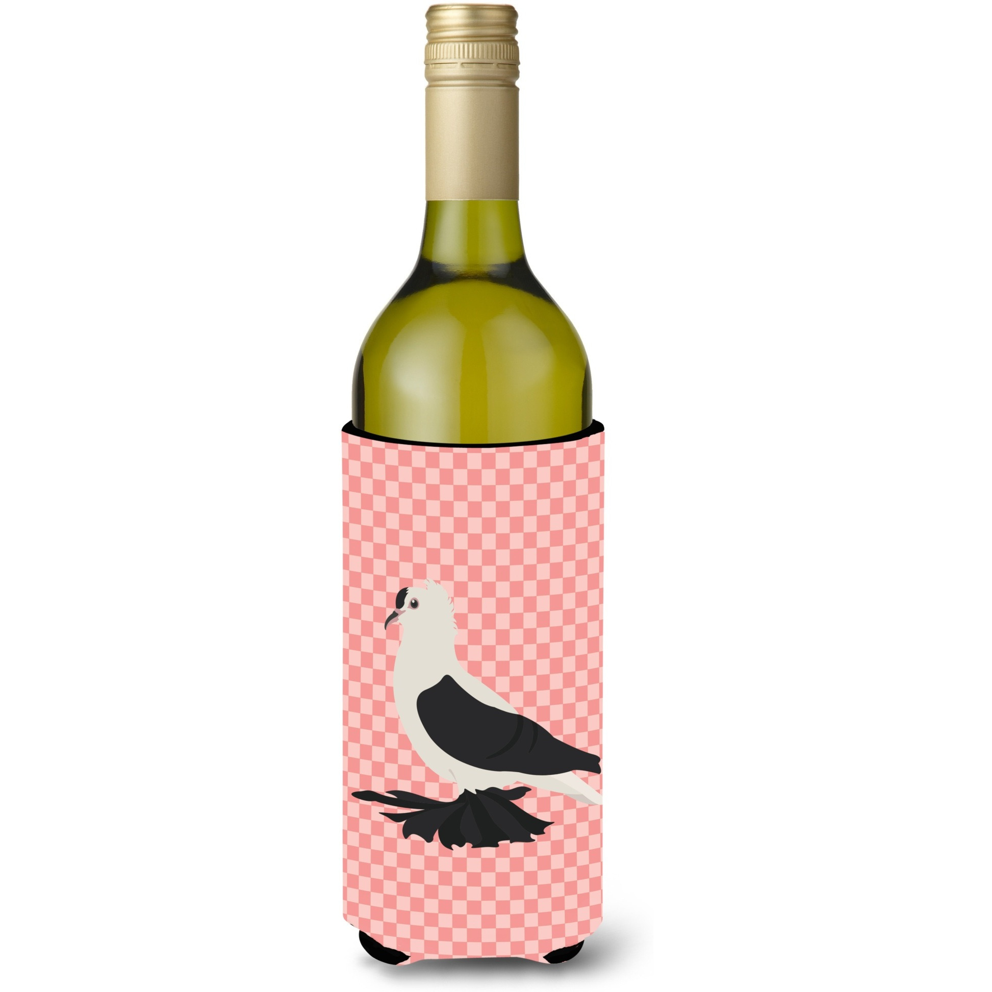 &quotCaroline's Treasures Saxon Fairy Swallow Pigeon Pink Check Decorative Bottle Hugger, 750 ml, Multicolor"