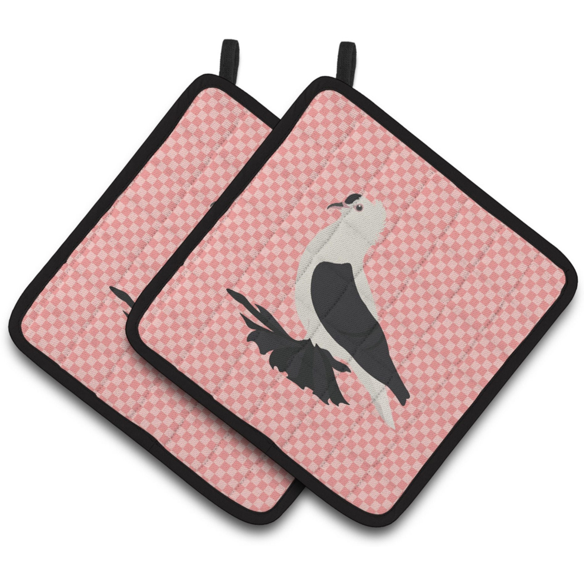 &quotCaroline's Treasures Saxon Fairy Swallow Pigeon Pink Check Decorated Pot Holder, 7.5"" x 7.5"""