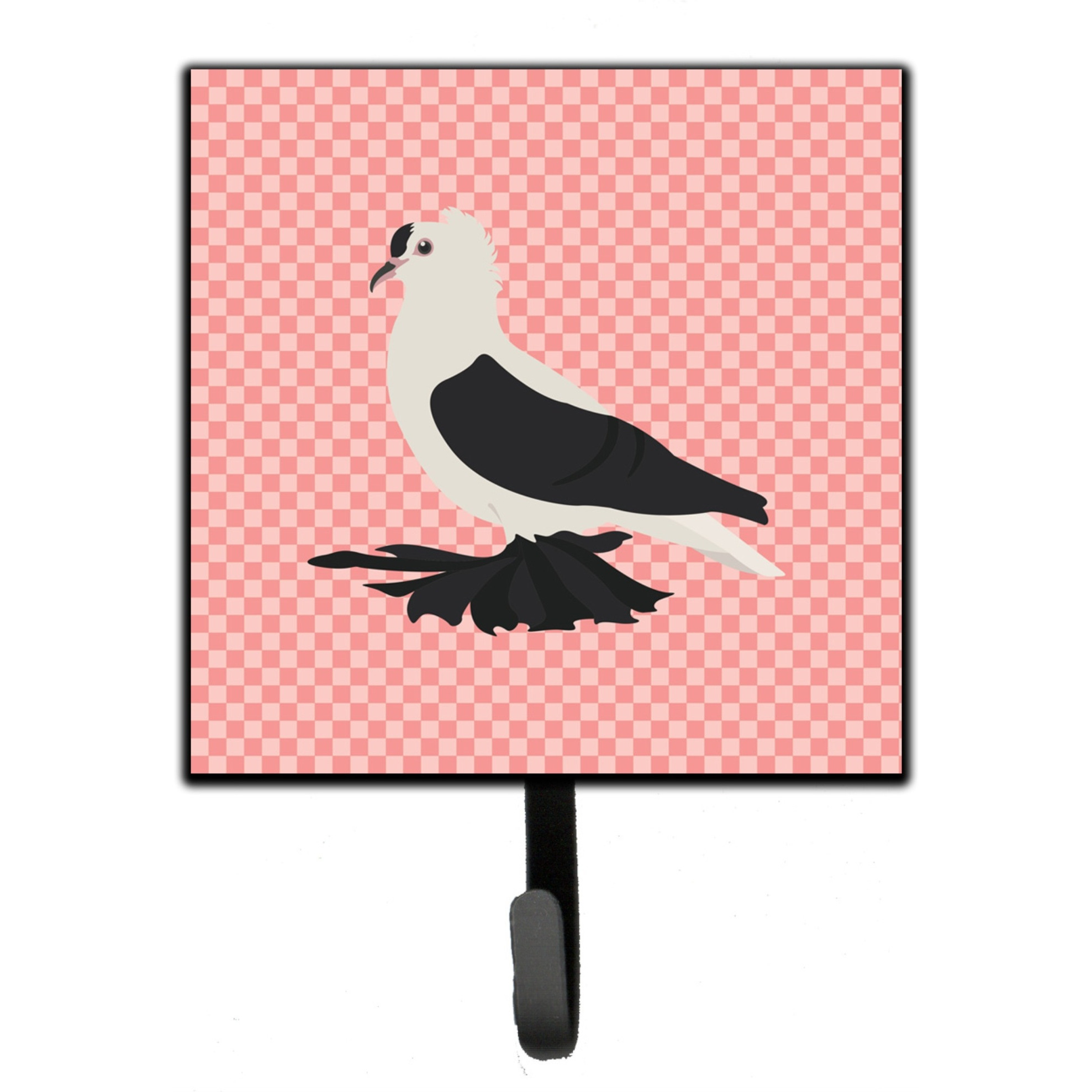 &quotCaroline's Treasures Saxon Fairy Swallow Pigeon Pink Check Wall Hook, Small, Multicolor"