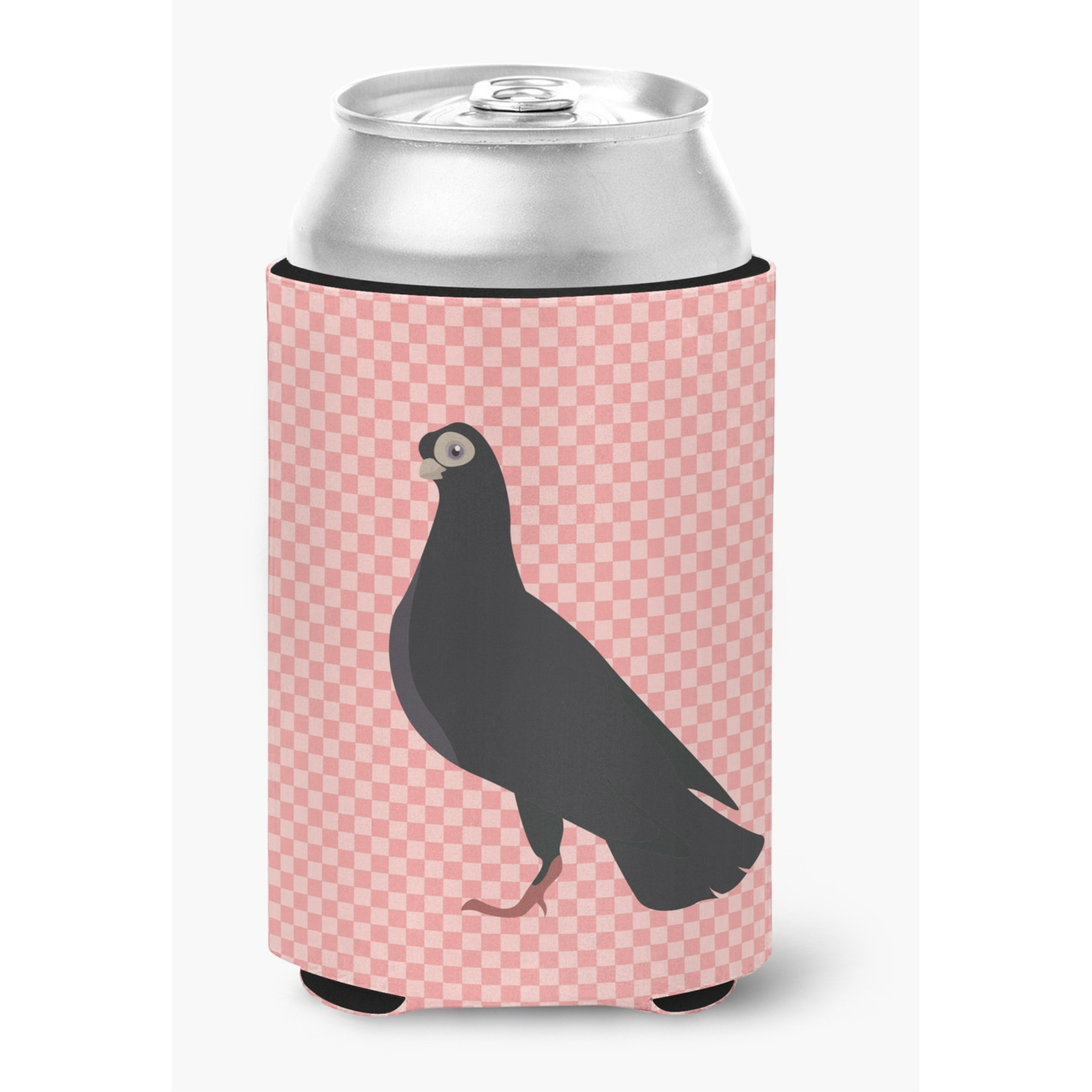 &quotCaroline's Treasures Budapest Highflyer Pigeon Pink Check Decorative Can Hugger, Multicolor"
