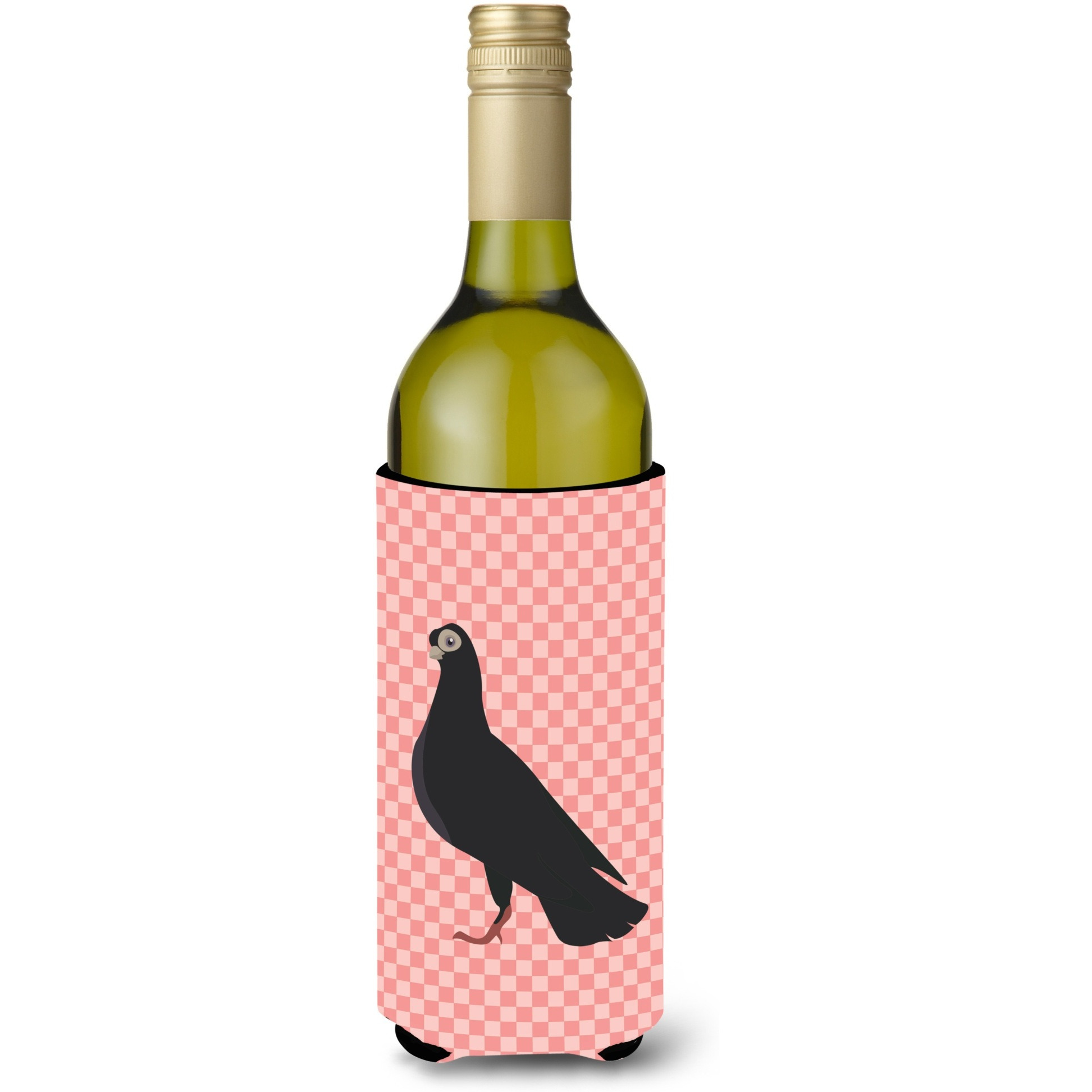 &quotCaroline's Treasures Budapest Highflyer Pigeon Pink Check Decorative Bottle Hugger, 750 ml, Multicolor"