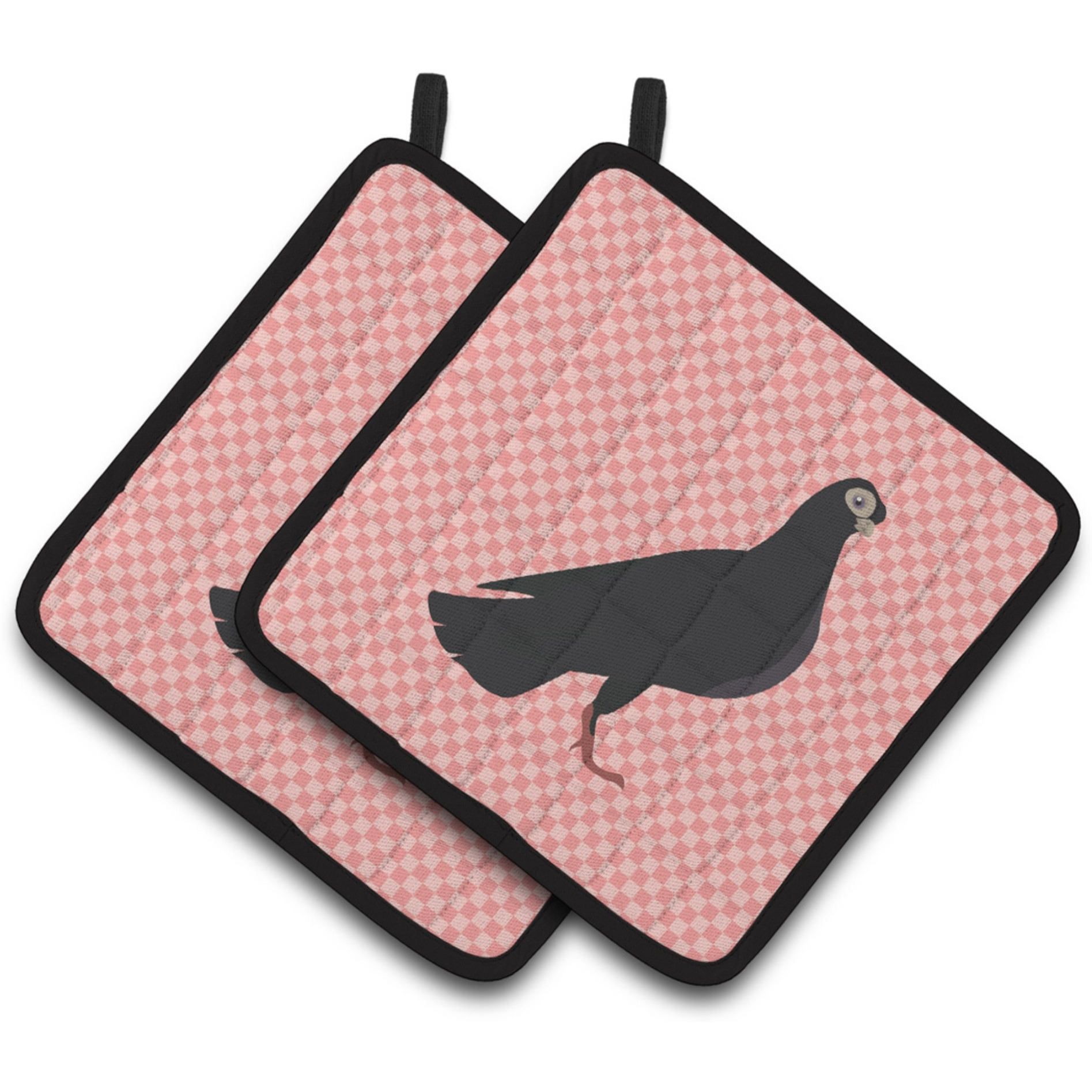 &quotCaroline's Treasures Budapest Highflyer Pigeon Pink Check Decorated Pot Holder, 7.5"" x 7.5"""