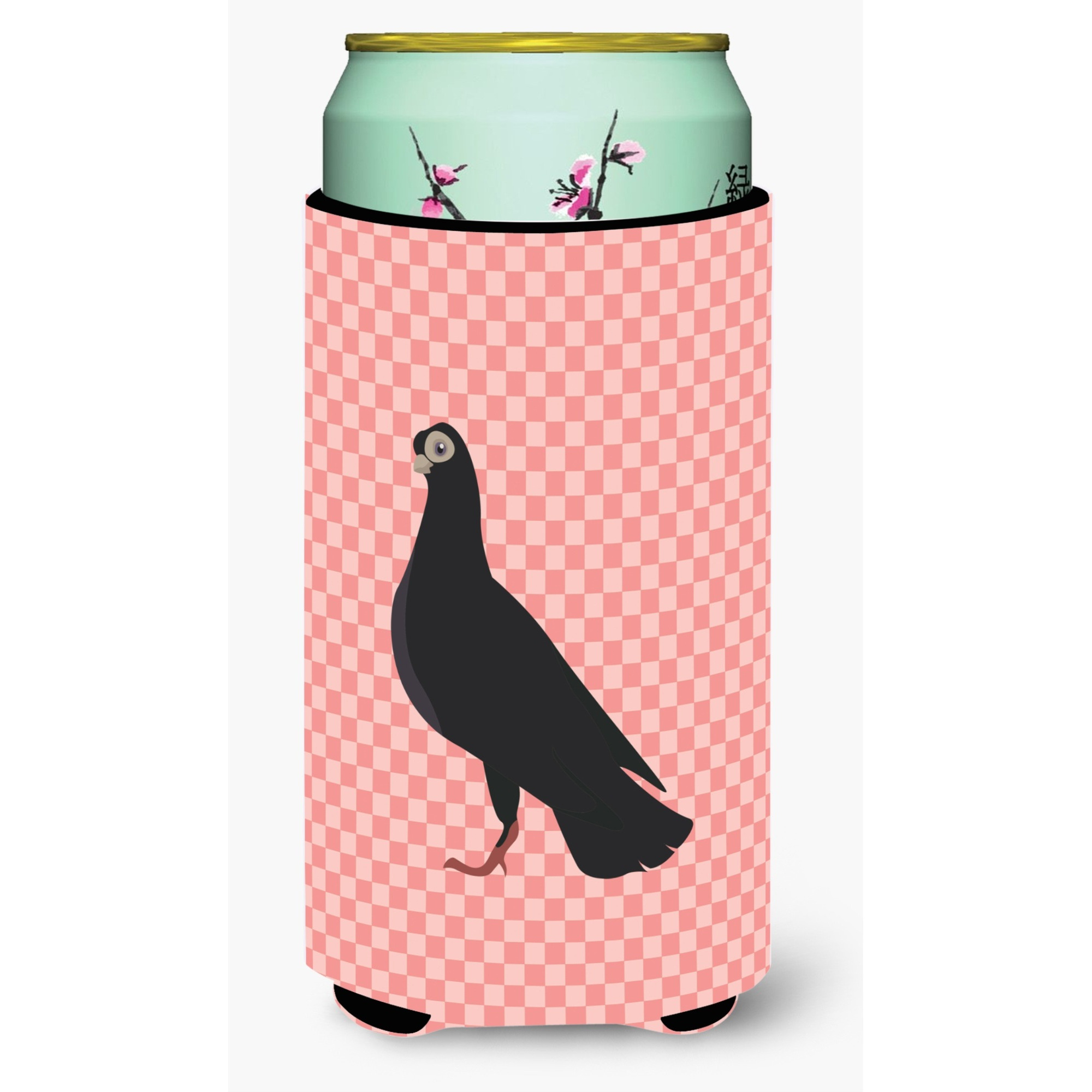 &quotCaroline's Treasures Budapest Highflyer Pigeon Pink Check Decorative Can Hugger, Tall Boy, Multicolor"
