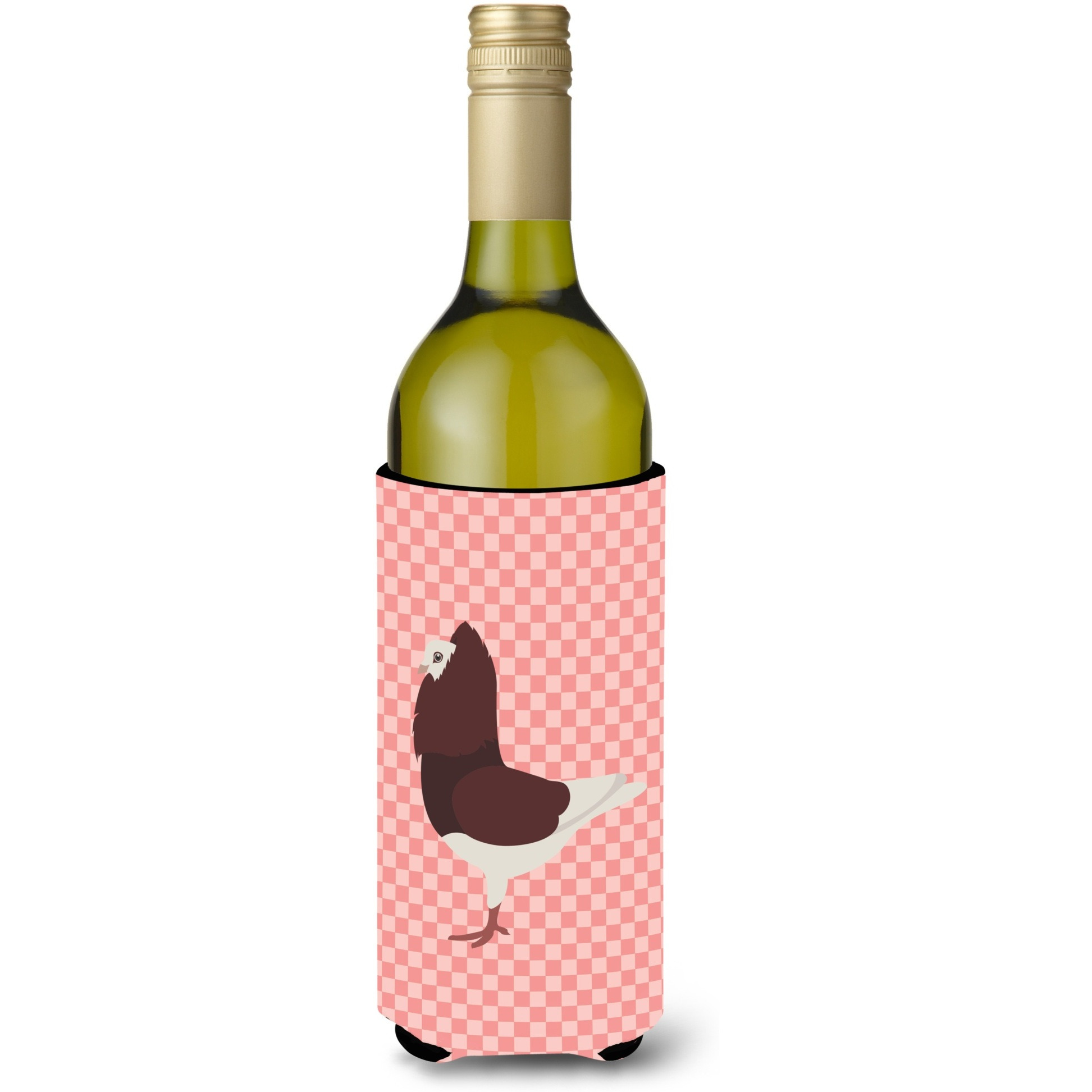 &quotCaroline's Treasures Capuchin Red Pigeon Pink Check Decorative Bottle Hugger, 750 ml, Multicolor"