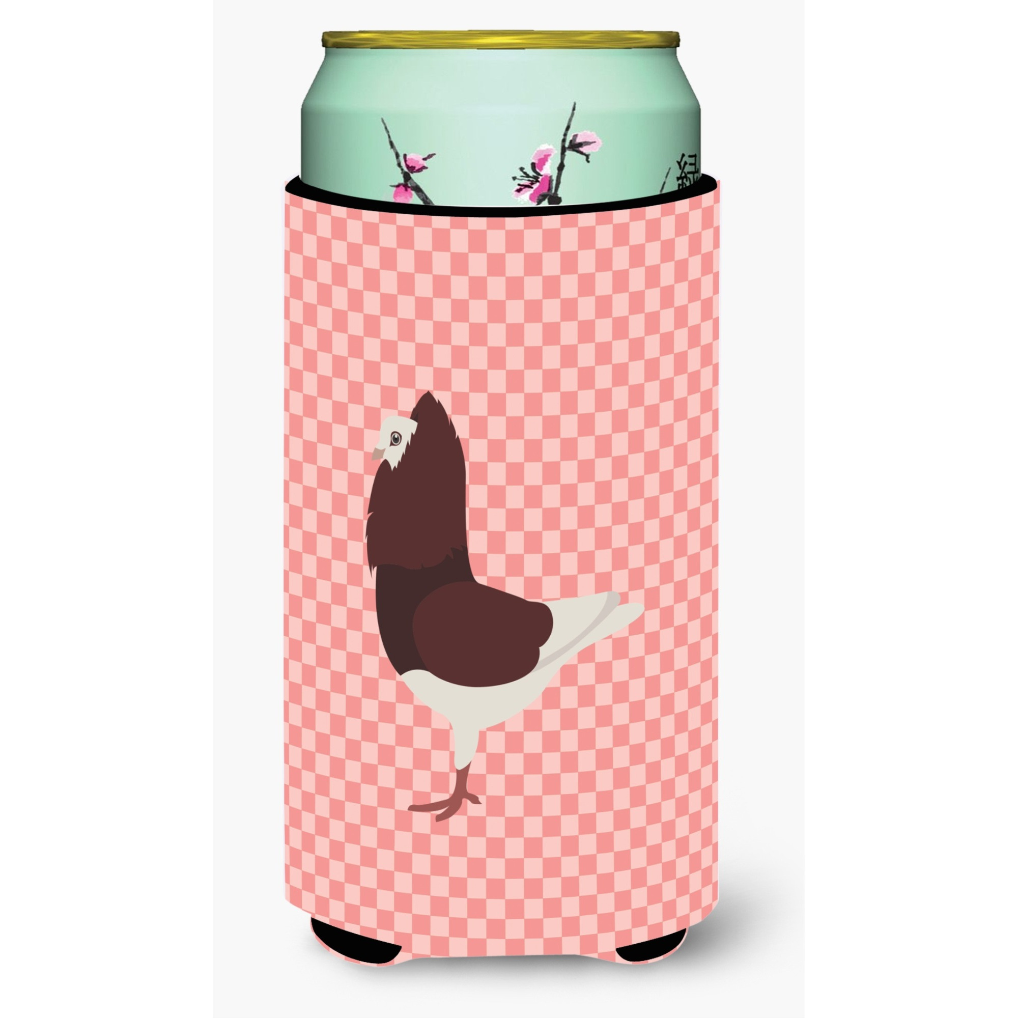 &quotCaroline's Treasures Capuchin Red Pigeon Pink Check Decorative Can Hugger, Tall Boy, Multicolor"