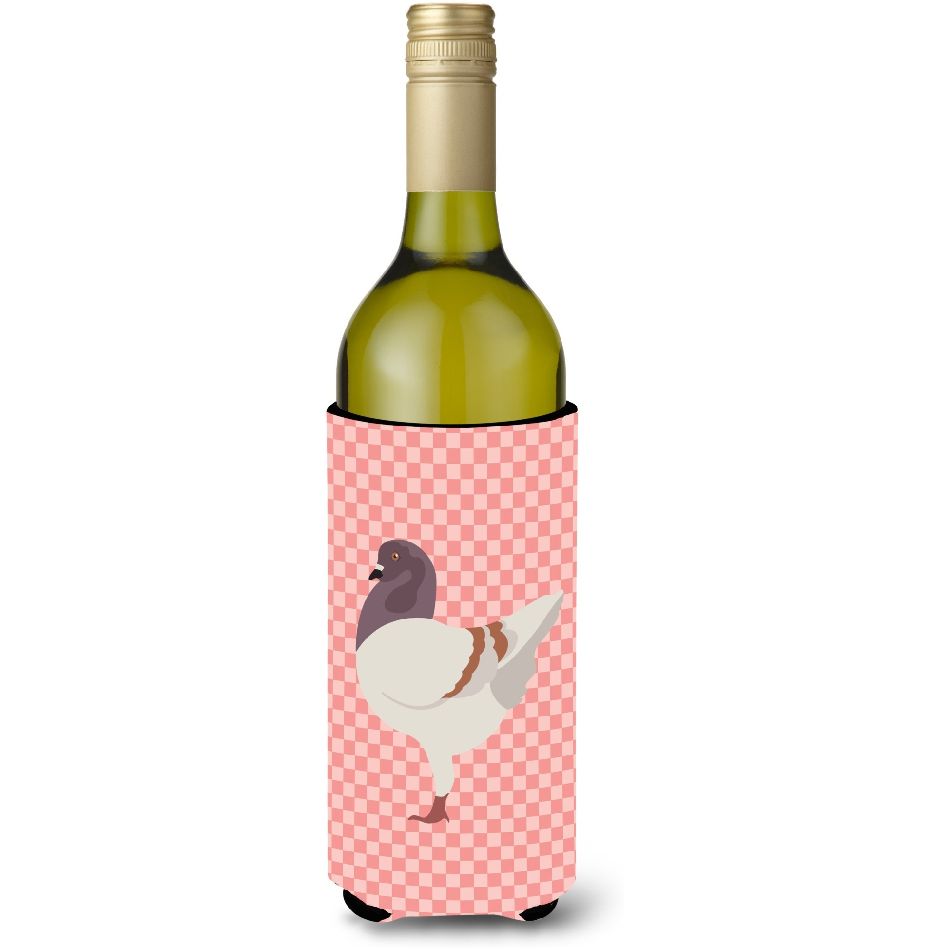 &quotCaroline's Treasures German Modena Pigeon Pink Check Decorative Bottle Hugger, 750 ml, Multicolor"